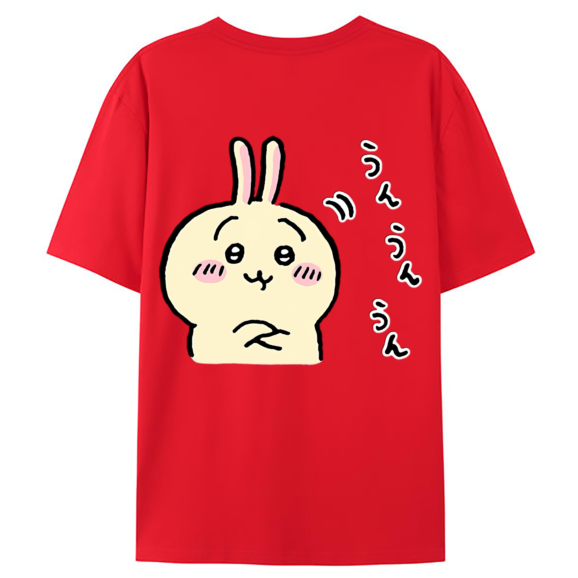 （画像用） ちいかわ うさぎ Chii-kawa usagi 綿100％ メンズ半袖Tシャツ（バックプリント） 通気性