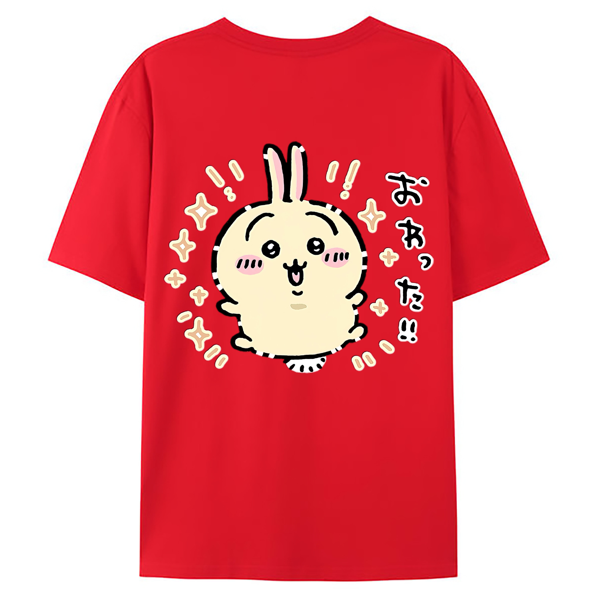 （画像用） ちいかわ うさぎ Chii-kawa usagi 綿100％ メンズ半袖Tシャツ（バックプリント） 通気性