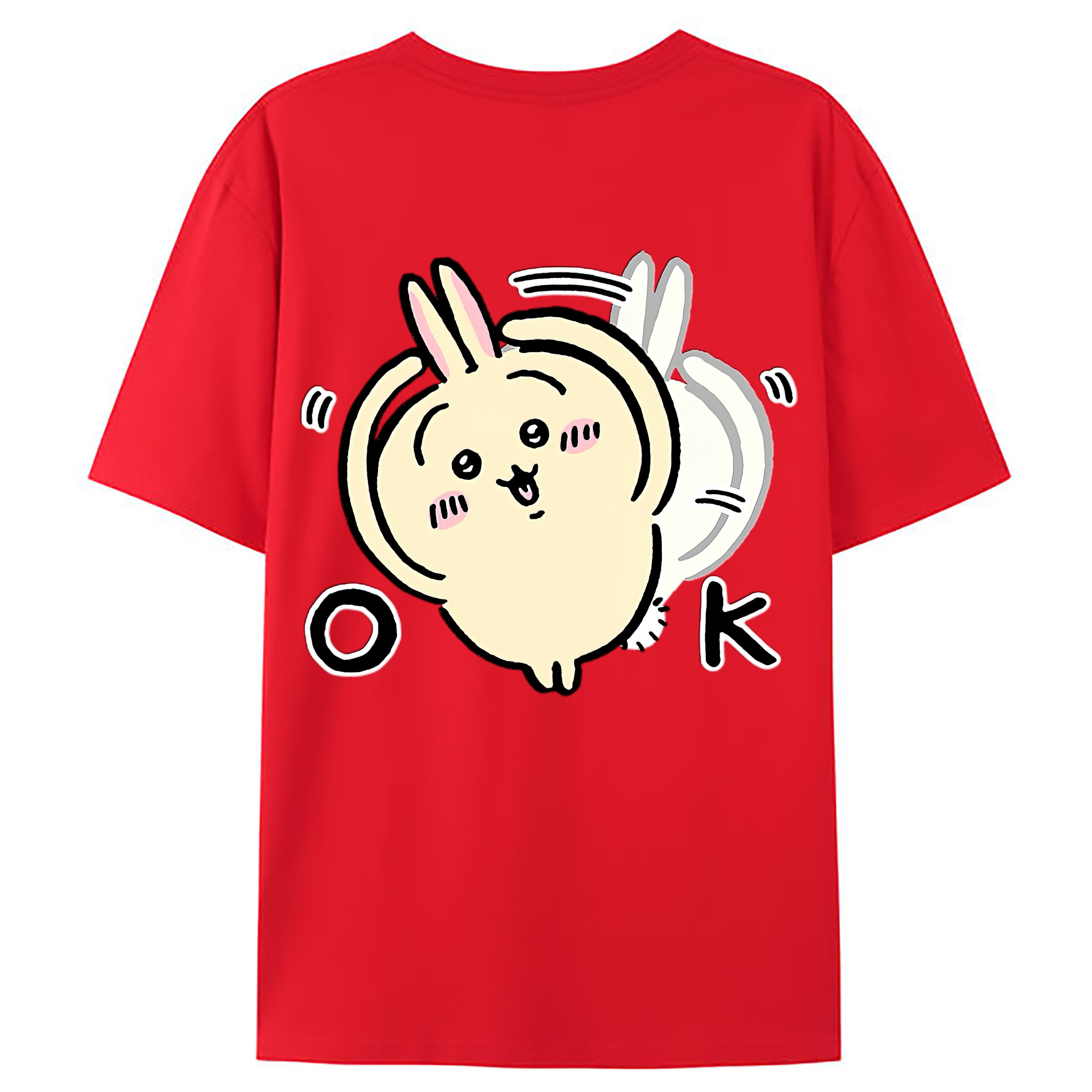 （画像用） ちいかわ うさぎ Chii-kawa usagi 綿100％ メンズ半袖Tシャツ（バックプリント） 通気性
