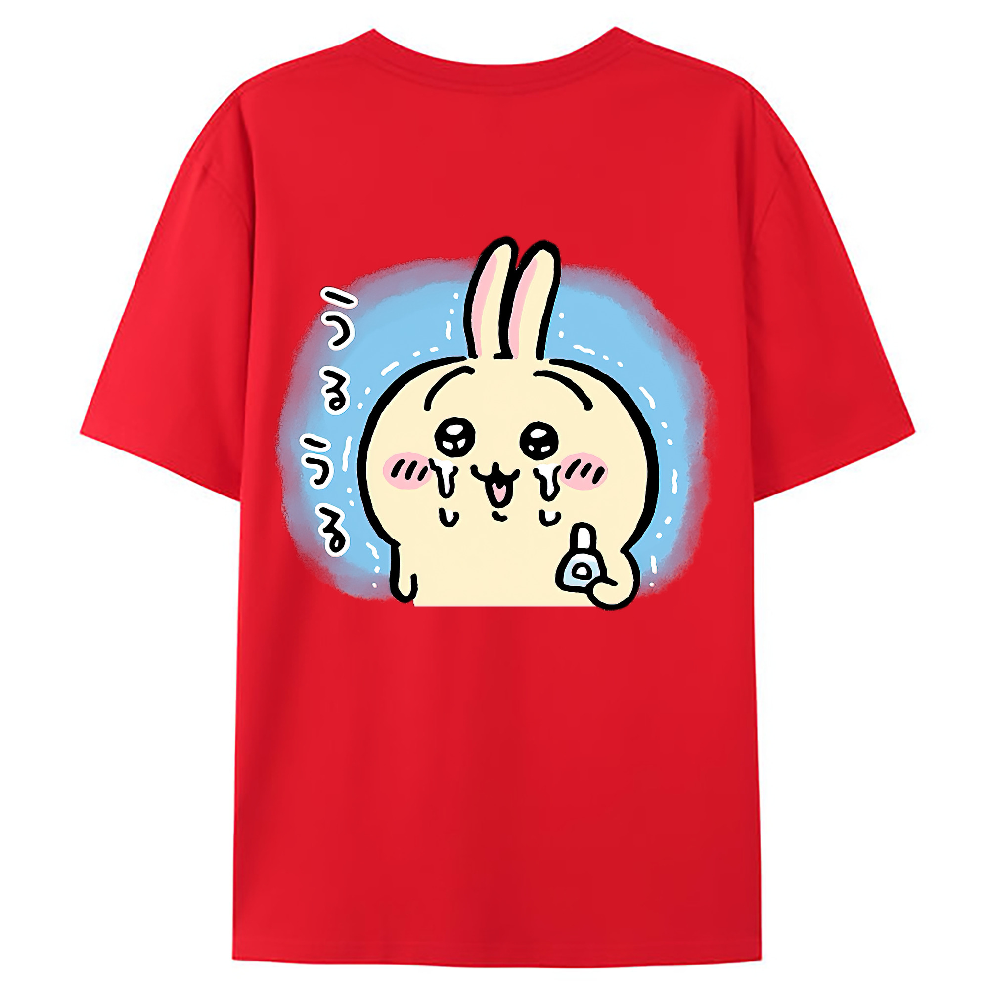 （画像用） ちいかわ うさぎ Chii-kawa usagi 綿100％ メンズ半袖Tシャツ（バックプリント） 通気性