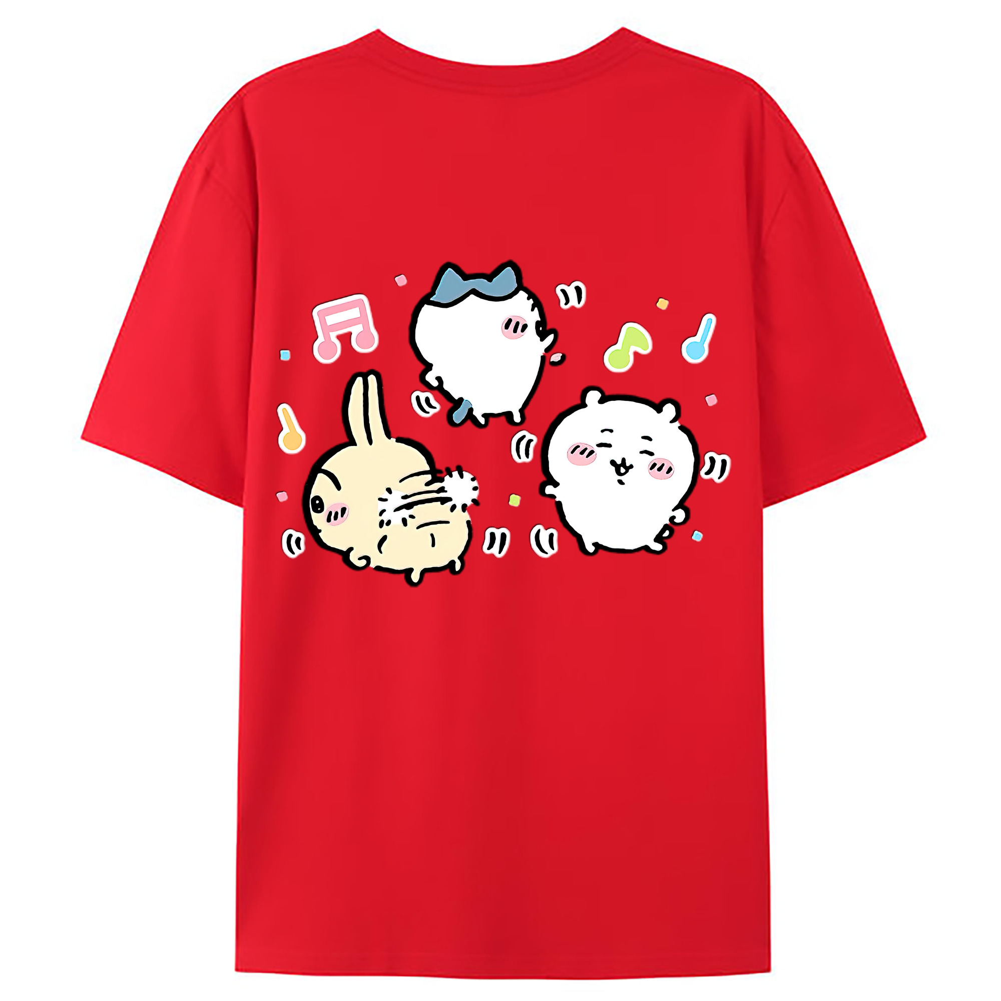 （画像用） ちいかわ うさぎ Chii-kawa usagi 綿100％ メンズ半袖Tシャツ（バックプリント） 通気性
