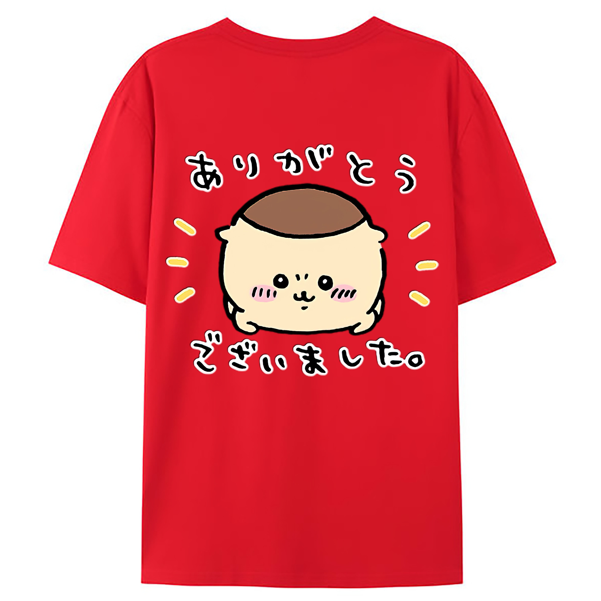 （画像用） ちいかわ くりまんじゅう Chii-kawa kuri manjū 綿100％ メンズ半袖Tシャツ（バックプリント） 通気性