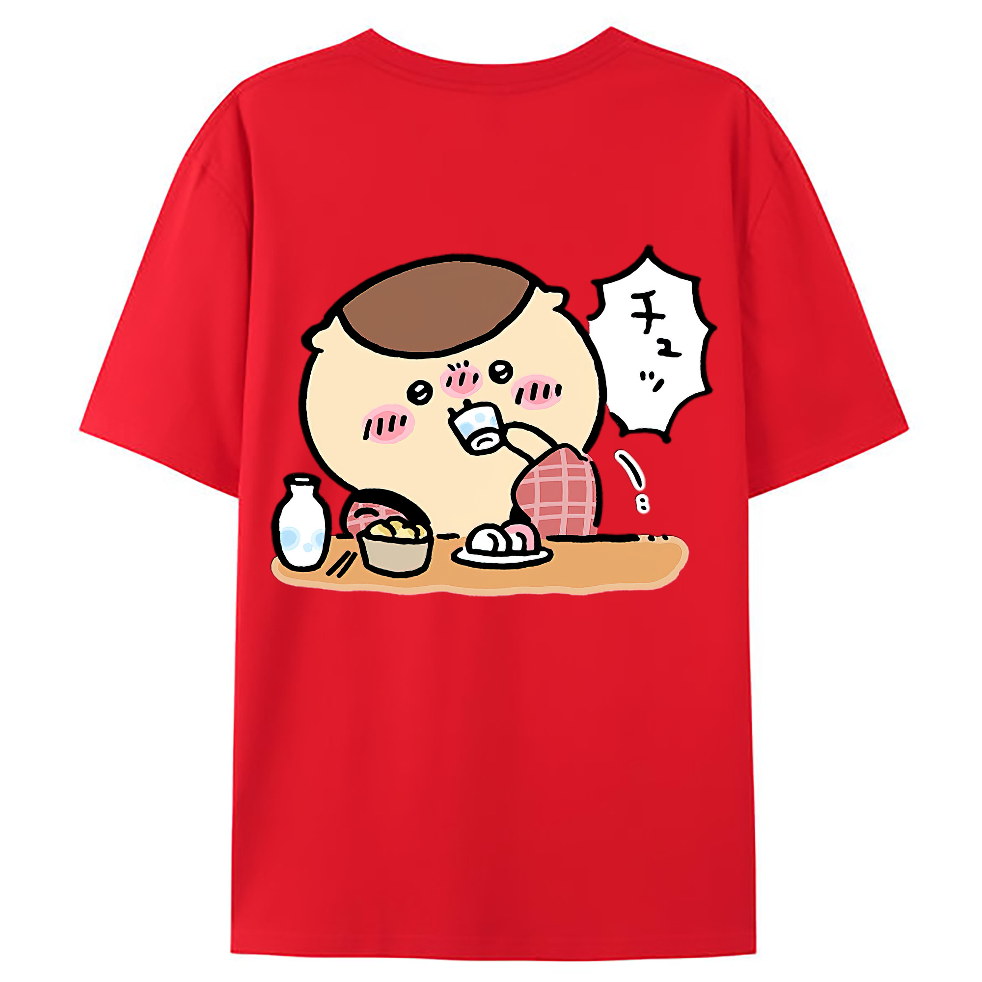 （画像用） ちいかわ くりまんじゅう Chii-kawa kuri manjū 綿100％ メンズ半袖Tシャツ（バックプリント） 通気性
