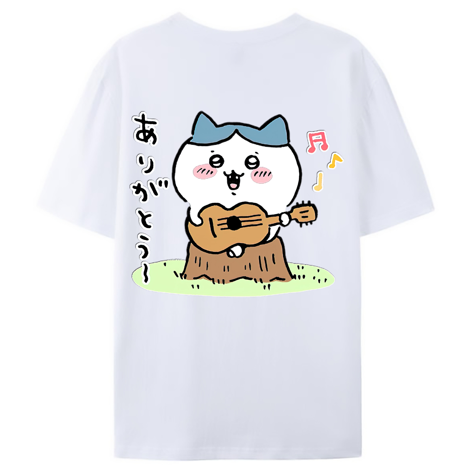 （画像用） ちいかわ ハチワレ Chii-kawa hachiware 綿100％ メンズ半袖Tシャツ（バックプリント） 通気性