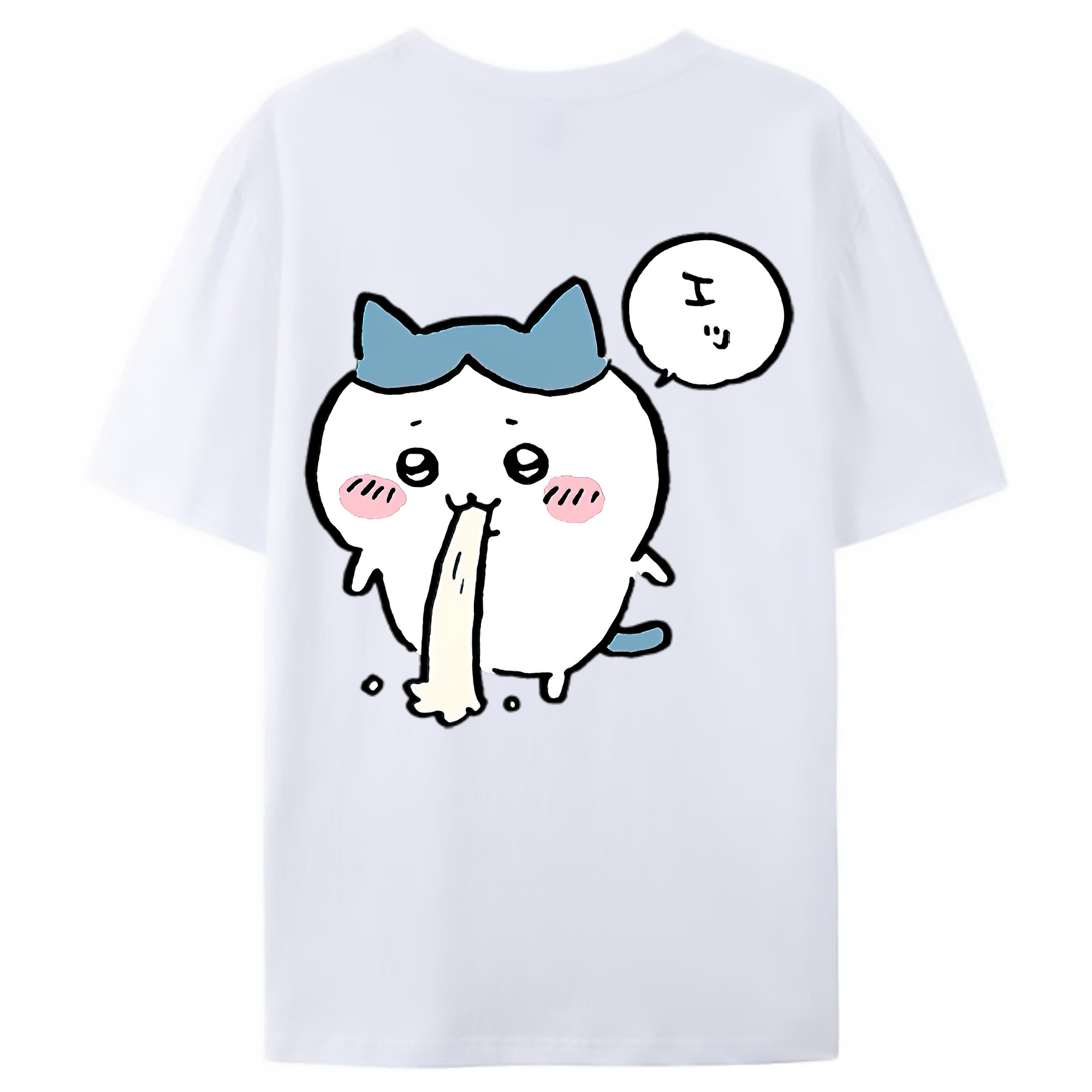 （画像用） ちいかわ ハチワレ Chii-kawa hachiware 綿100％ メンズ半袖Tシャツ（バックプリント） 通気性