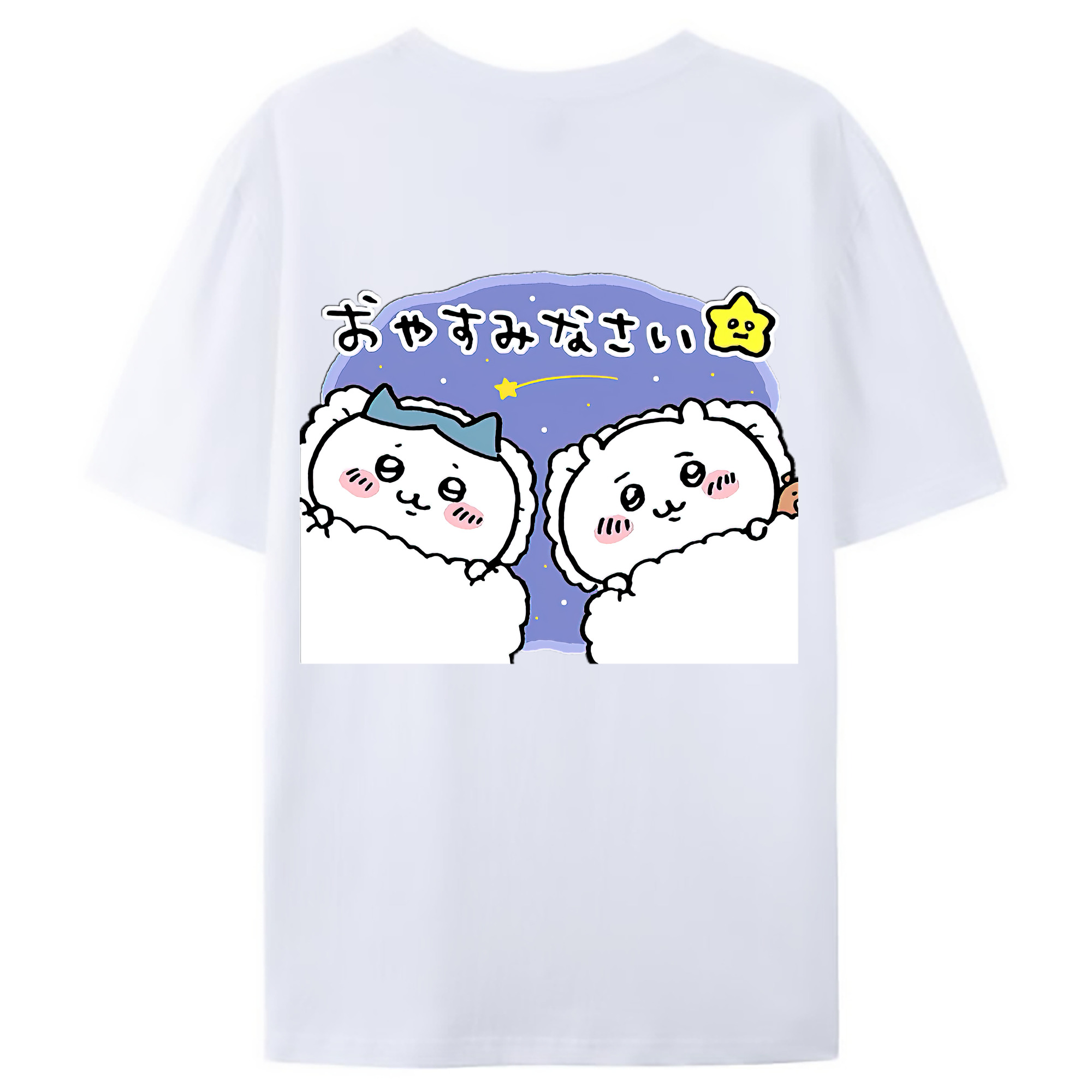 （画像用） ちいかわ ハチワレ Chii-kawa hachiware 綿100％ メンズ半袖Tシャツ（バックプリント） 通気性