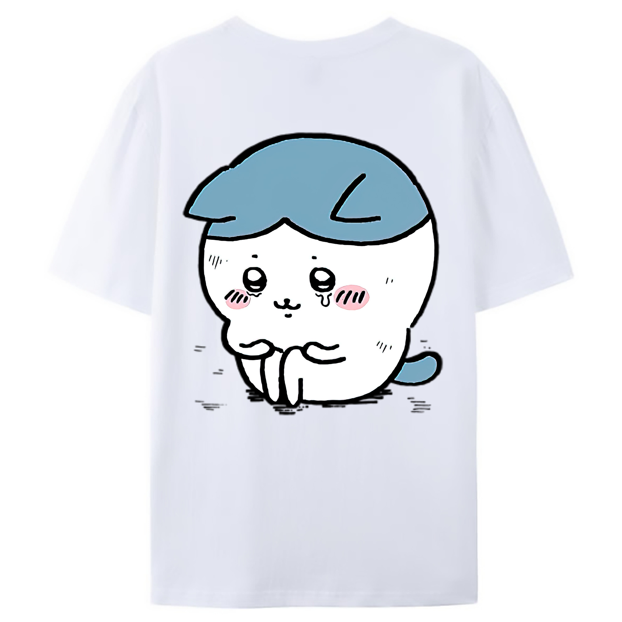 （画像用） ちいかわ ハチワレ Chii-kawa hachiware 綿100％ メンズ半袖Tシャツ（バックプリント） 通気性