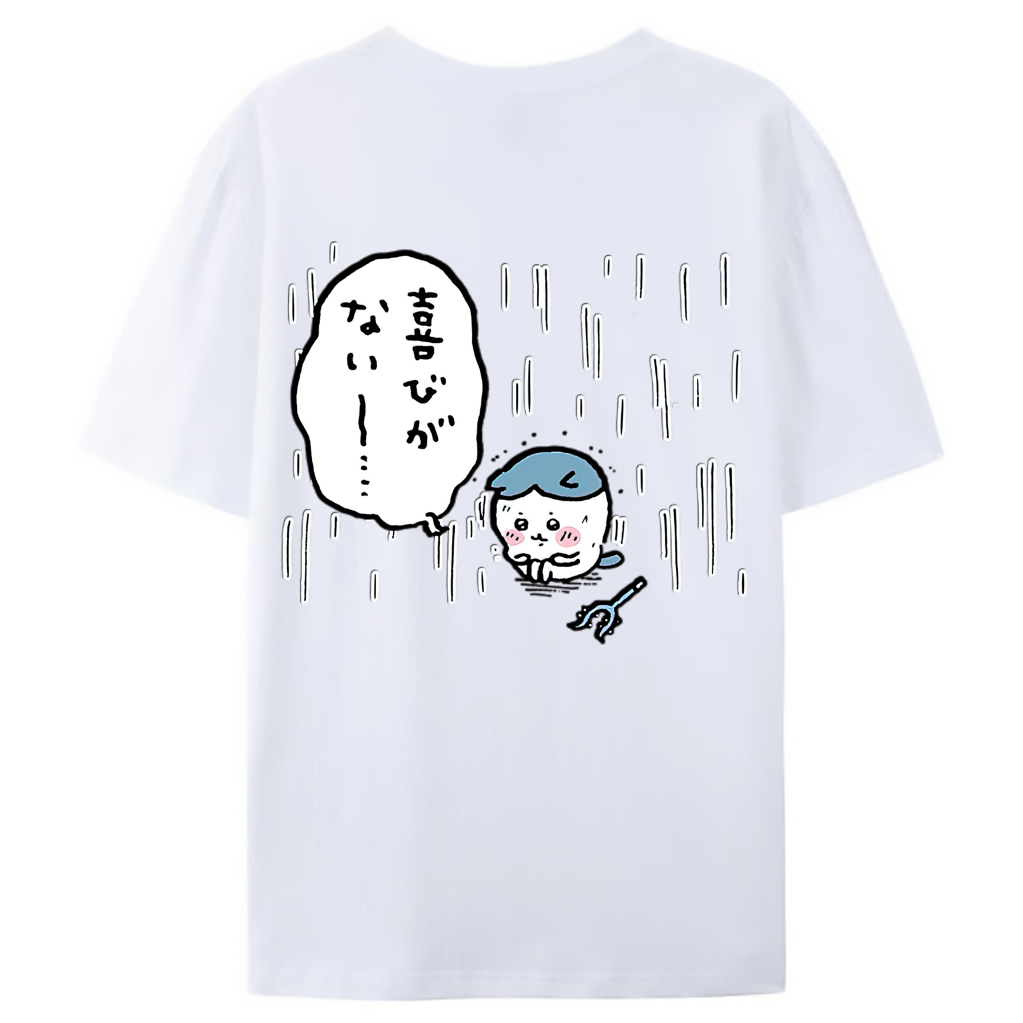 （画像用） ちいかわ ハチワレ Chii-kawa hachiware 綿100％ メンズ半袖Tシャツ（バックプリント） 通気性