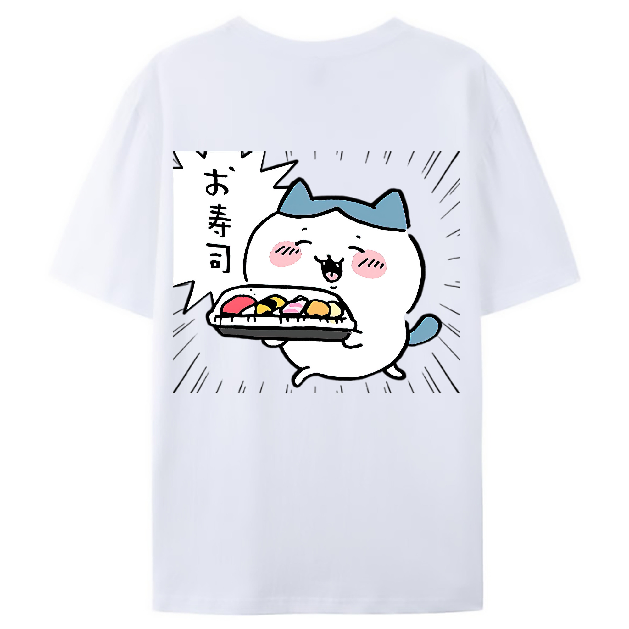 （画像用） ちいかわ ハチワレ Chii-kawa hachiware 綿100％ メンズ半袖Tシャツ（バックプリント） 通気性