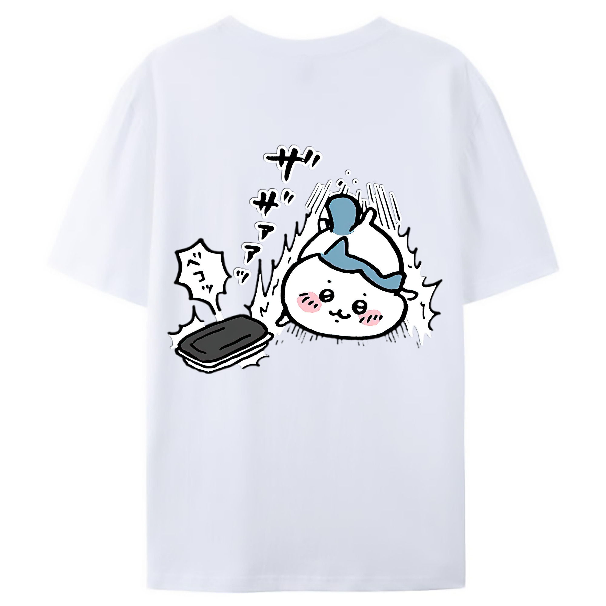 （画像用） ちいかわ ハチワレ Chii-kawa hachiware 綿100％ メンズ半袖Tシャツ（バックプリント） 通気性