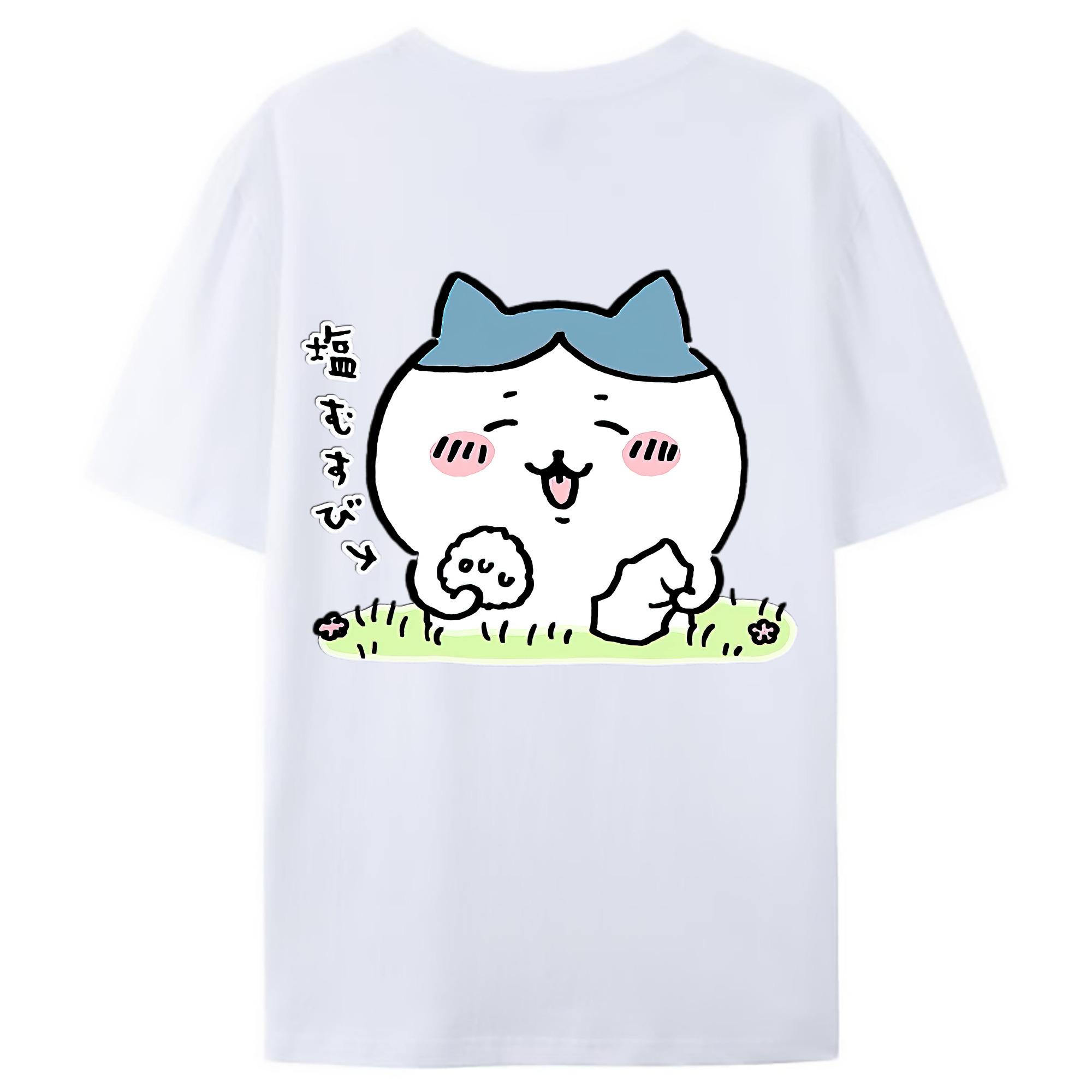 （画像用） ちいかわ ハチワレ Chii-kawa hachiware 綿100％ メンズ半袖Tシャツ（バックプリント） 通気性