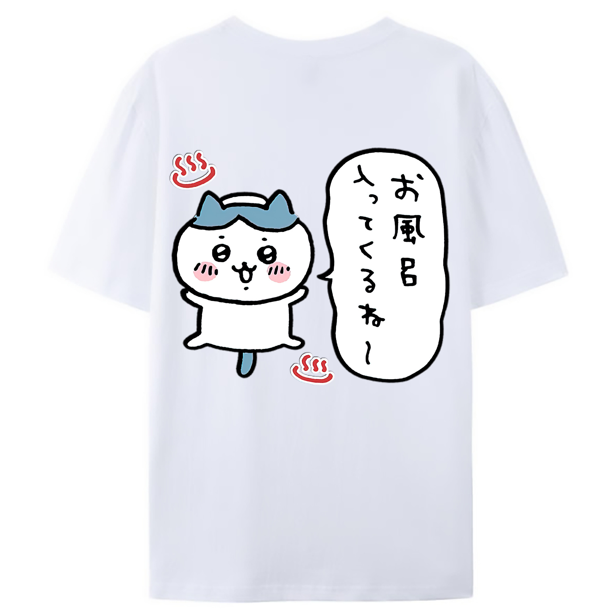 （画像用） ちいかわ ハチワレ Chii-kawa hachiware 綿100％ メンズ半袖Tシャツ（バックプリント） 通気性