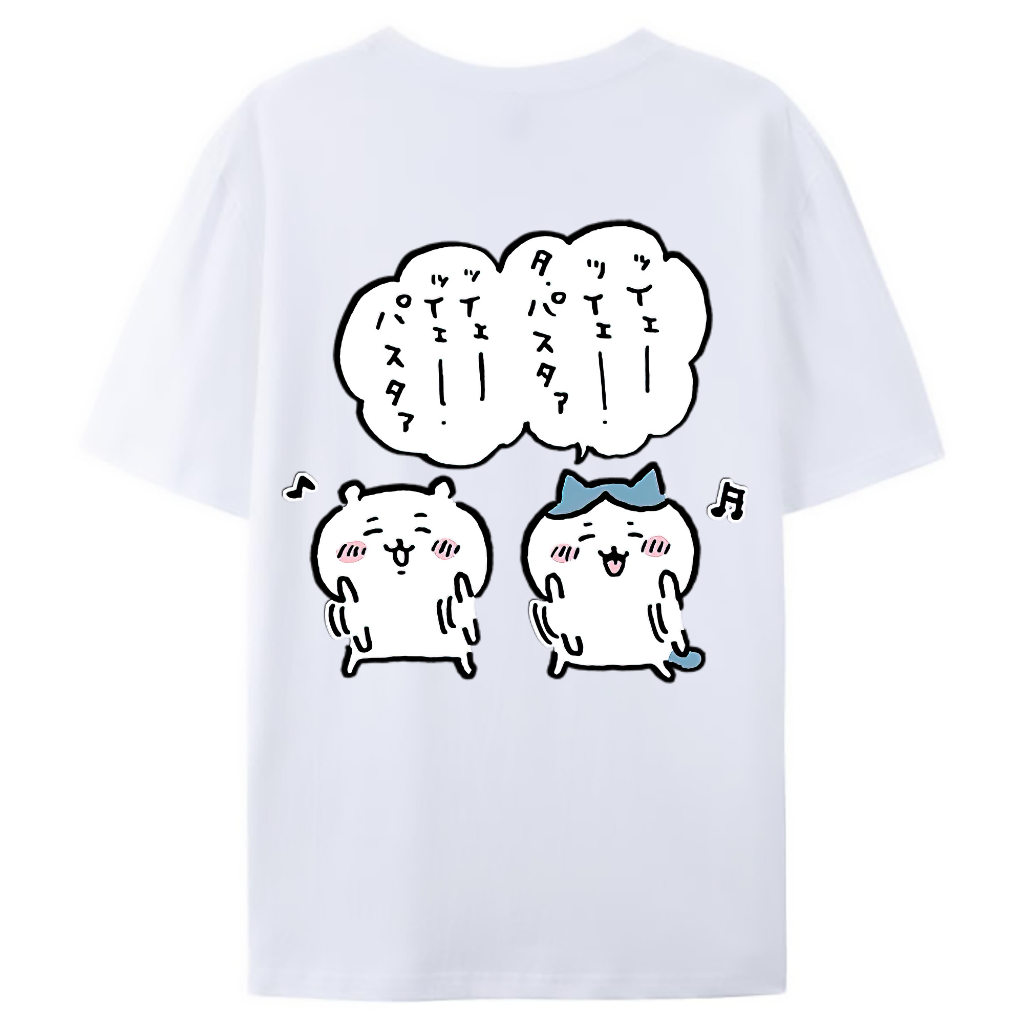 （画像用） ちいかわ ハチワレ Chii-kawa hachiware 綿100％ メンズ半袖Tシャツ（バックプリント） 通気性