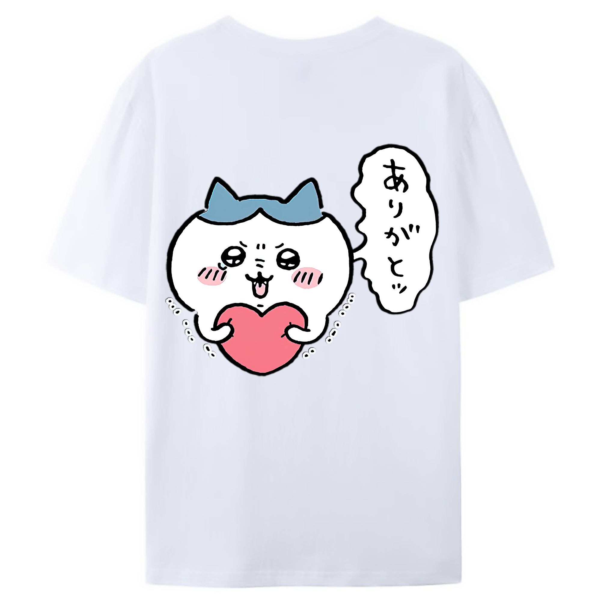 （画像用） ちいかわ ハチワレ Chii-kawa hachiware 綿100％ メンズ半袖Tシャツ（バックプリント） 通気性