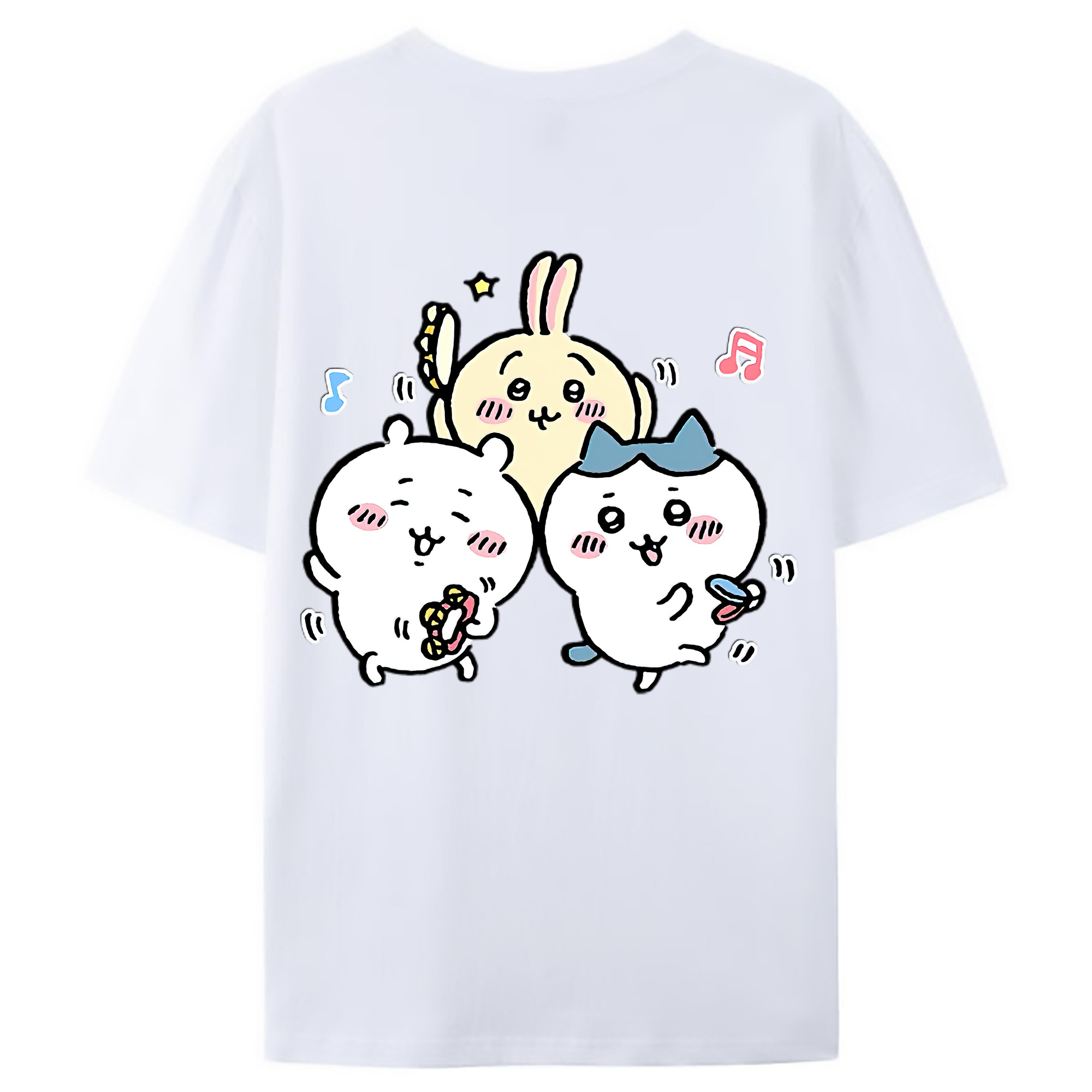 （画像用） ちいかわ ハチワレ Chii-kawa hachiware 綿100％ メンズ半袖Tシャツ（バックプリント） 通気性