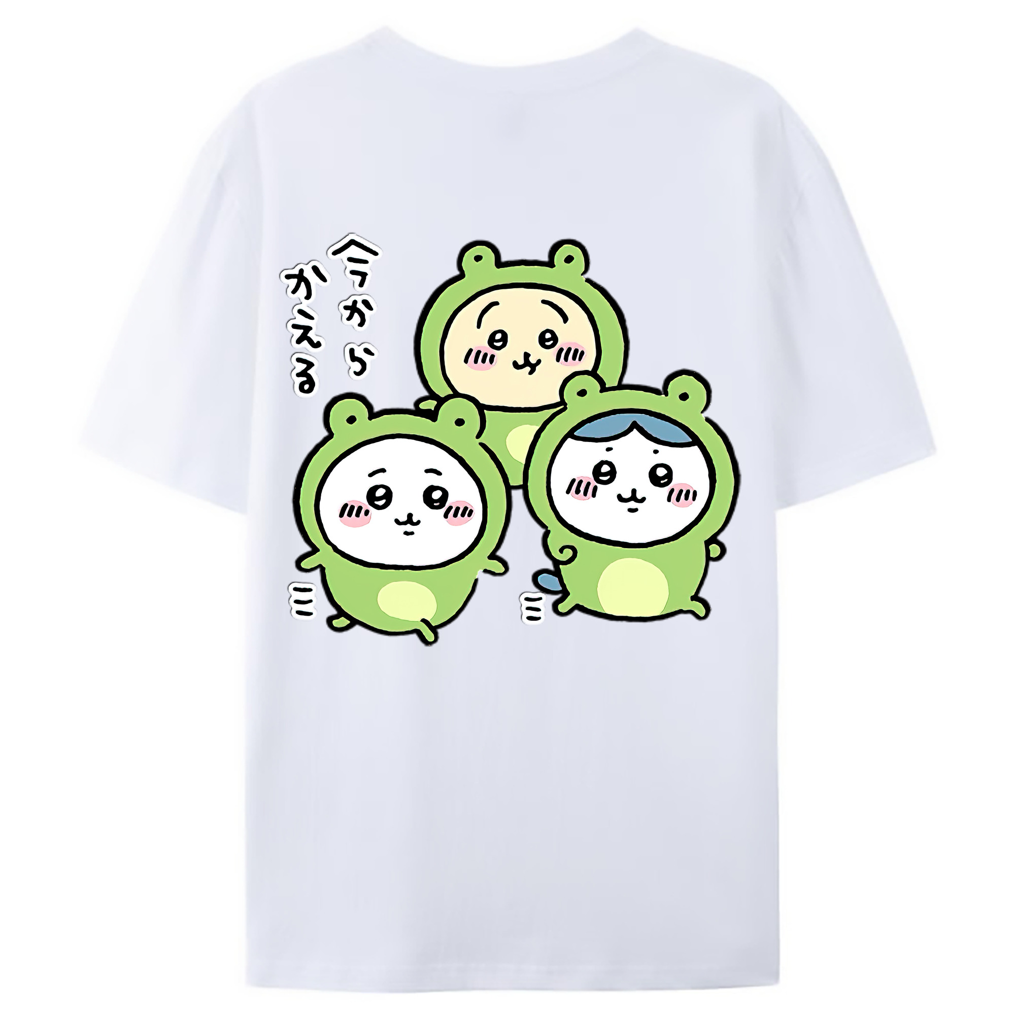 （画像用） ちいかわ ハチワレ Chii-kawa hachiware 綿100％ メンズ半袖Tシャツ（バックプリント） 通気性