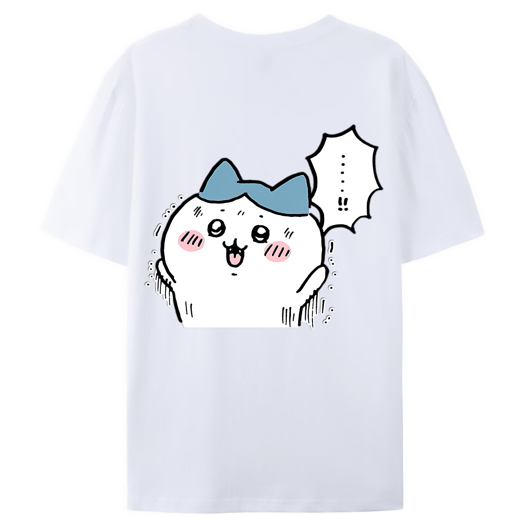（画像用） ちいかわ ハチワレ Chii-kawa hachiware 綿100％ メンズ半袖Tシャツ（バックプリント） 通気性