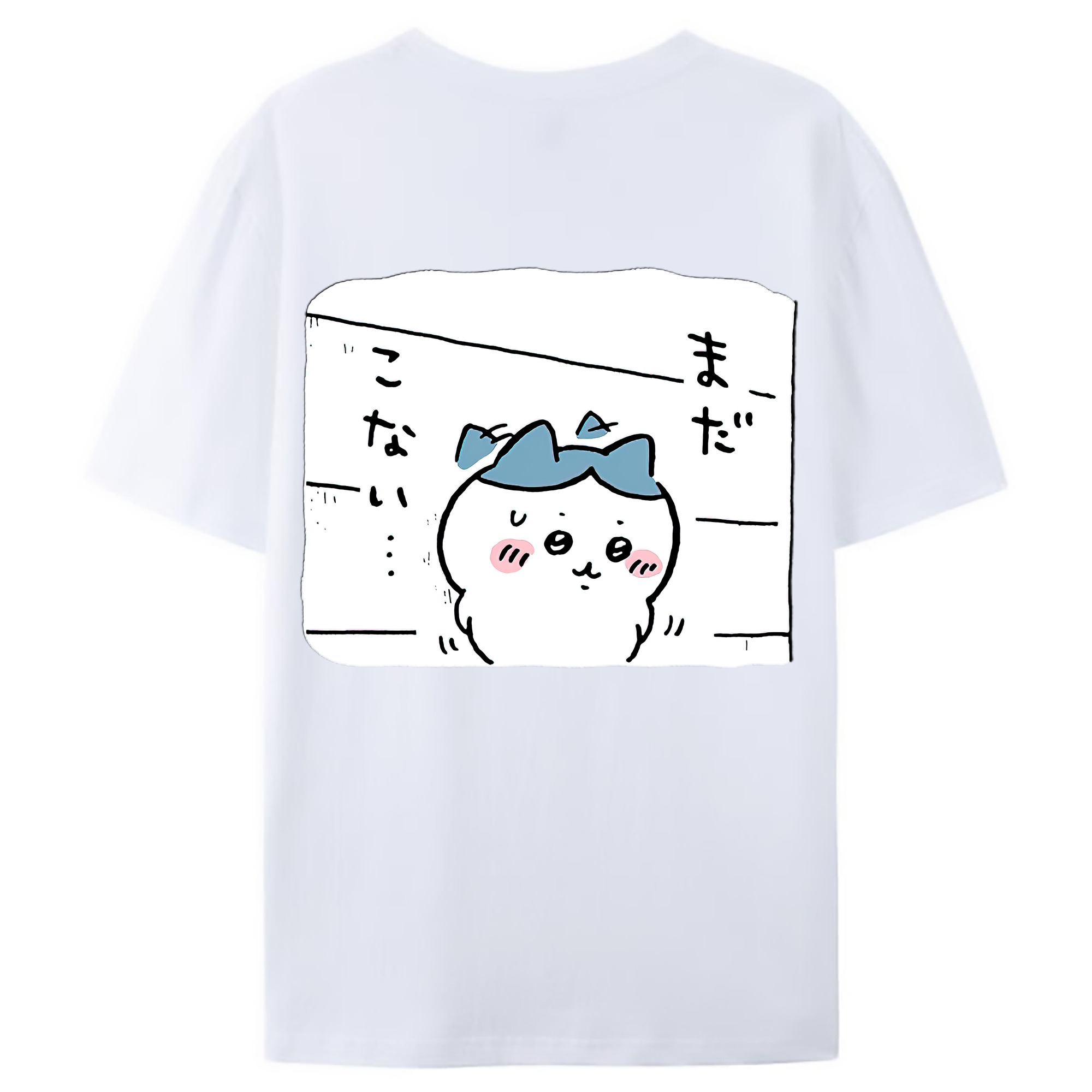 （画像用） ちいかわ ハチワレ Chii-kawa hachiware 綿100％ メンズ半袖Tシャツ（バックプリント） 通気性