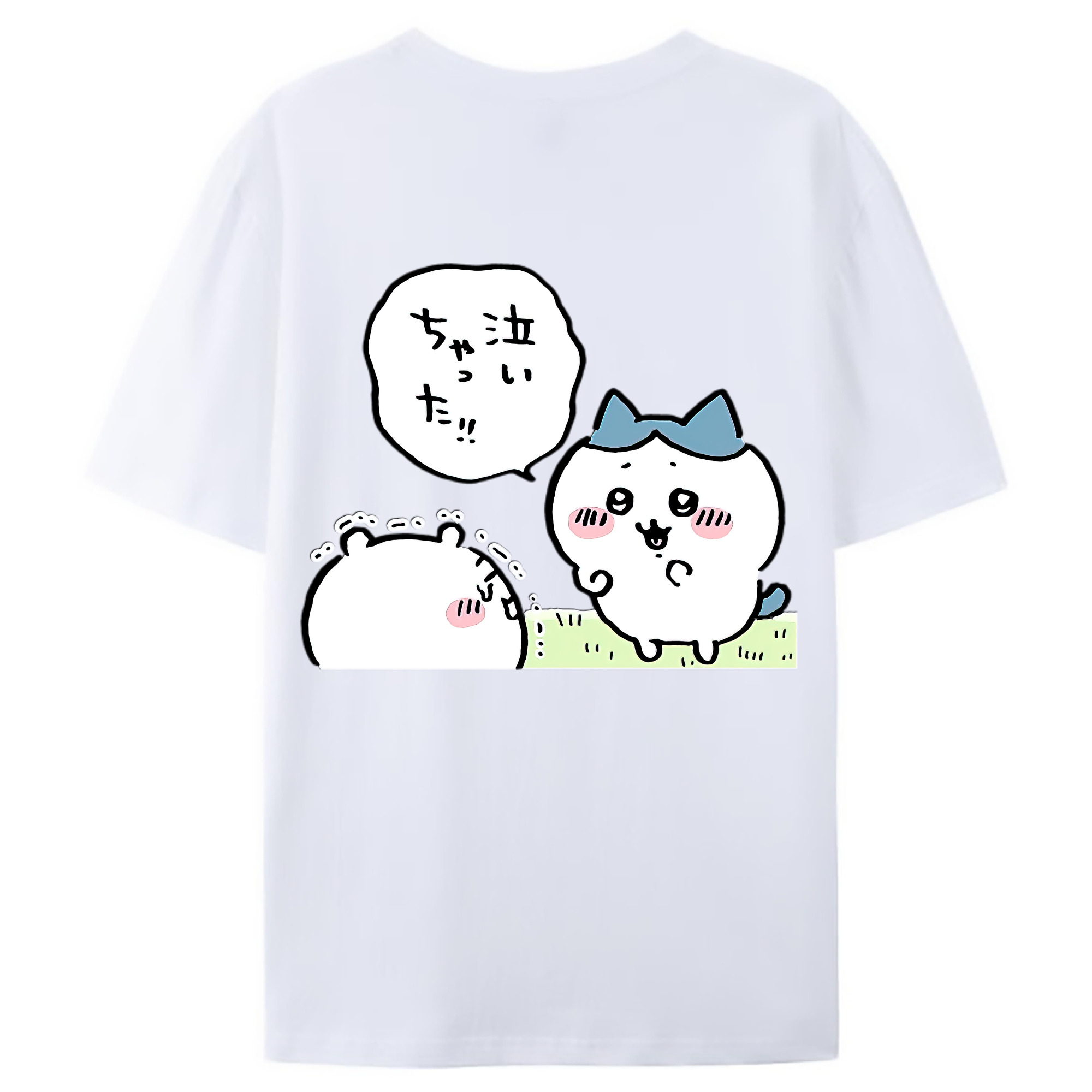 （画像用） ちいかわ ハチワレ Chii-kawa hachiware 綿100％ メンズ半袖Tシャツ（バックプリント） 通気性