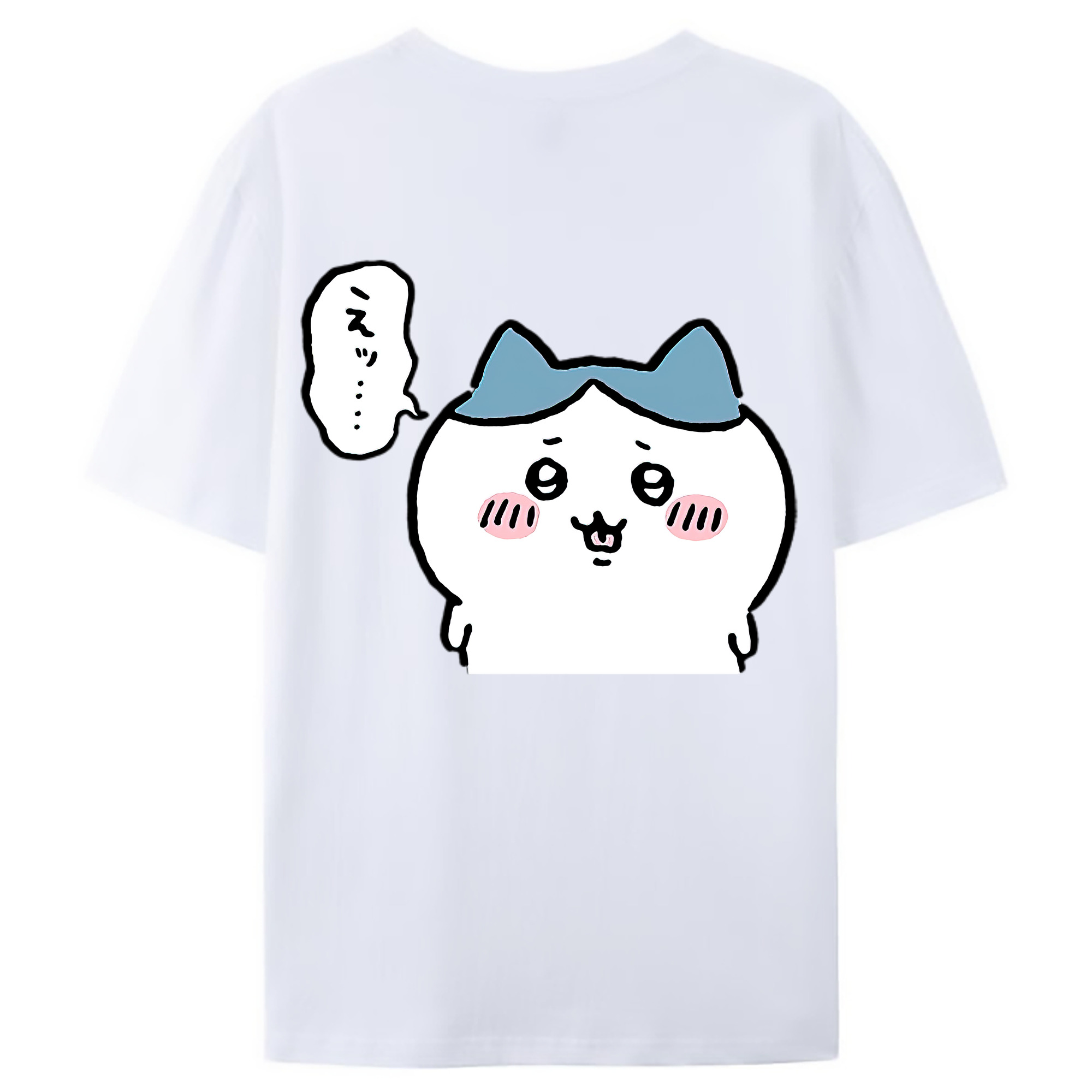 （画像用） ちいかわ ハチワレ Chii-kawa hachiware 綿100％ メンズ半袖Tシャツ（バックプリント） 通気性