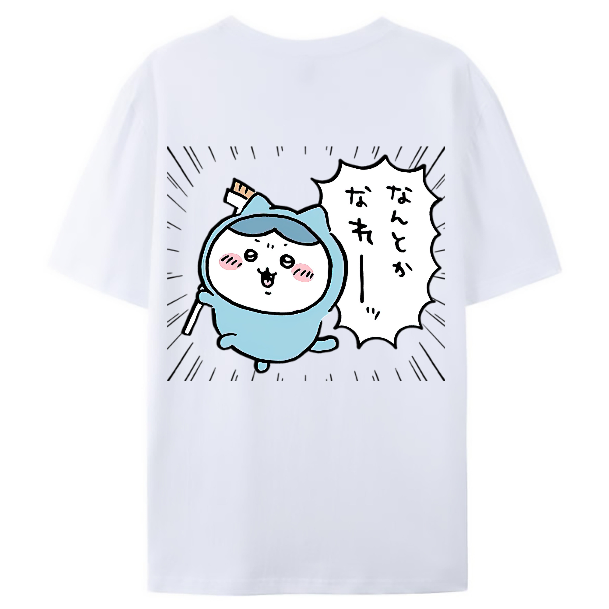 （画像用） ちいかわ ハチワレ Chii-kawa hachiware 綿100％ メンズ半袖Tシャツ（バックプリント） 通気性