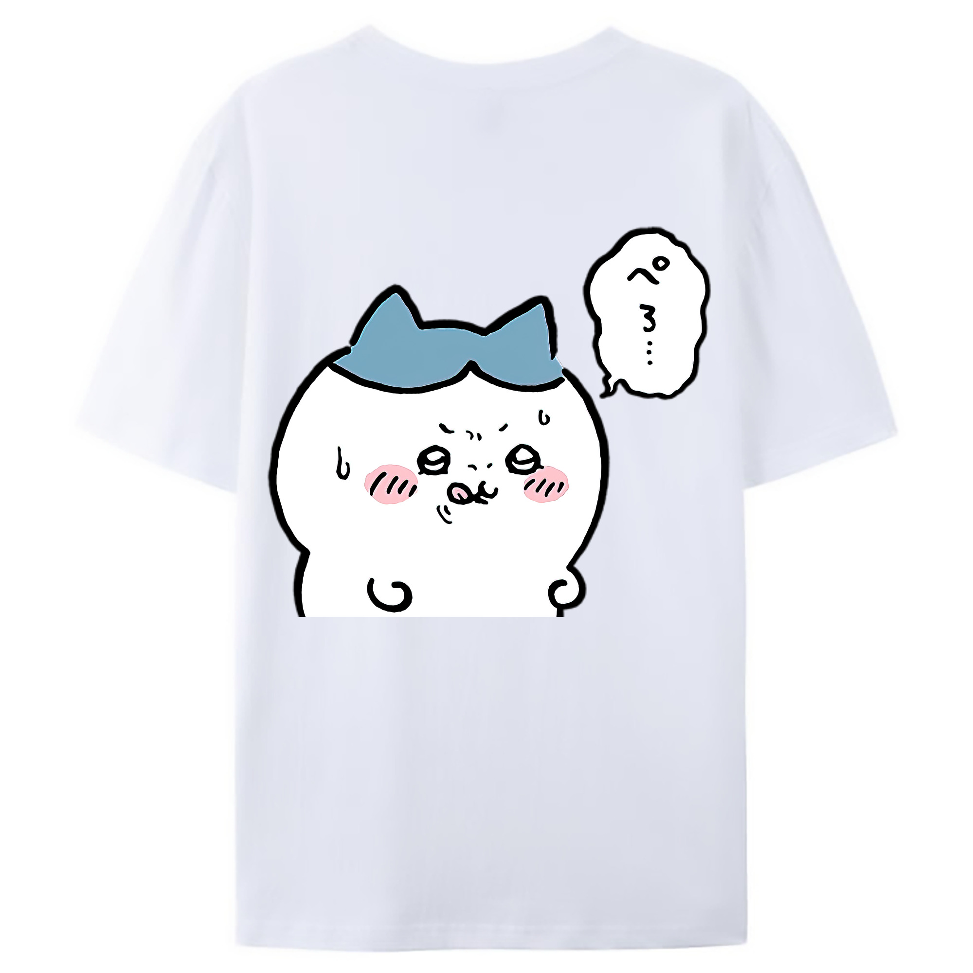 （画像用） ちいかわ ハチワレ Chii-kawa hachiware 綿100％ メンズ半袖Tシャツ（バックプリント） 通気性