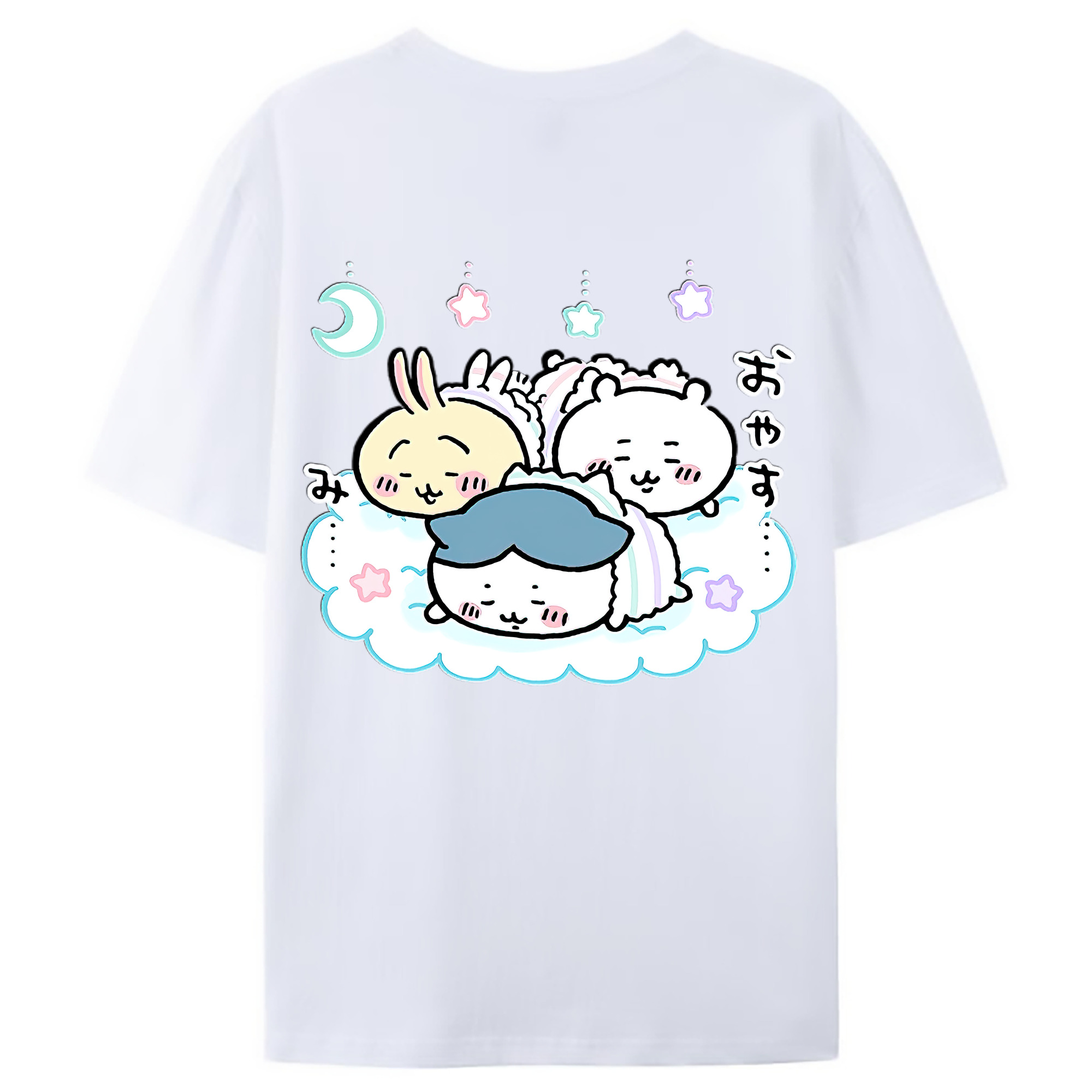 （画像用） ちいかわ ハチワレ Chii-kawa hachiware 綿100％ メンズ半袖Tシャツ（バックプリント） 通気性