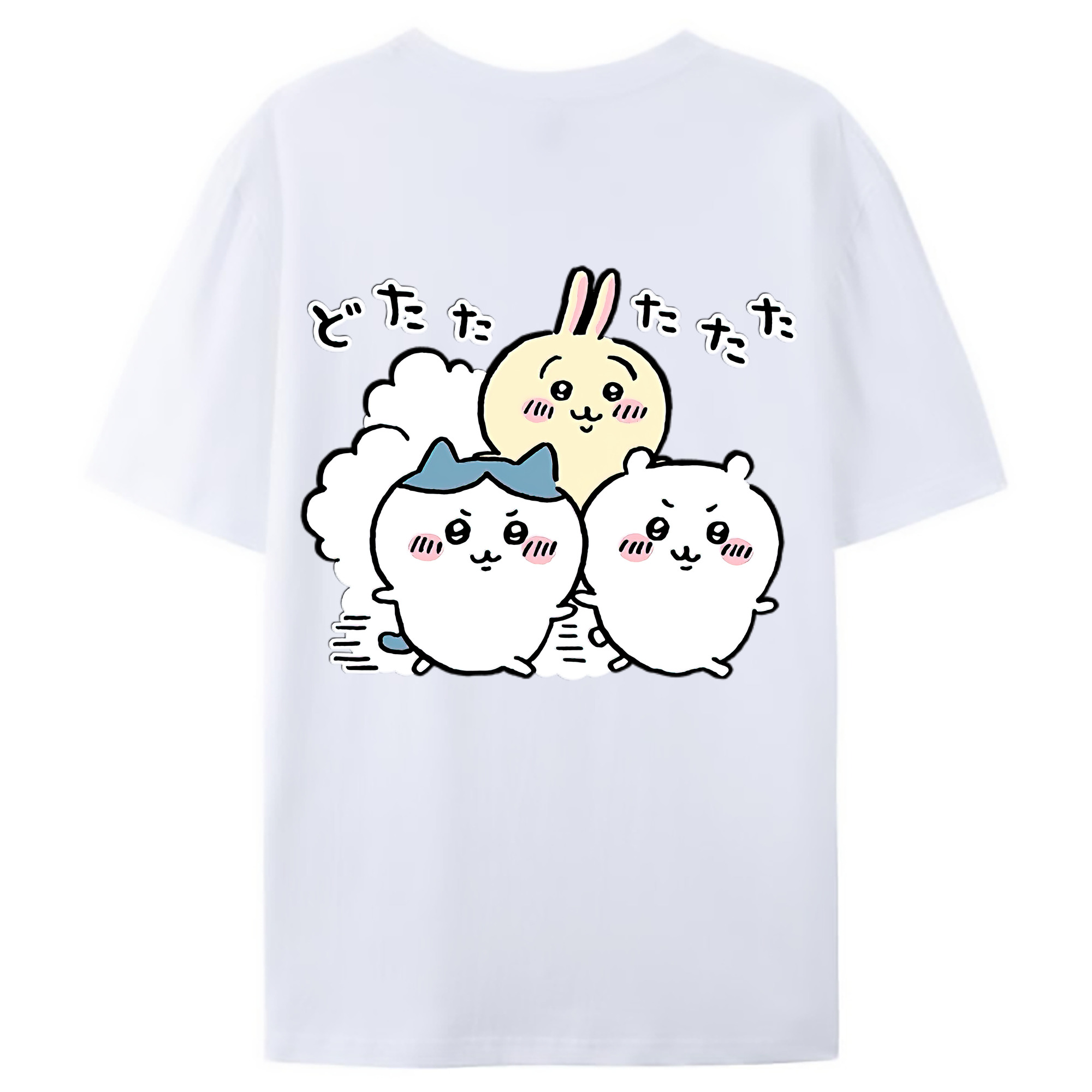 （画像用） ちいかわ ハチワレ Chii-kawa hachiware 綿100％ メンズ半袖Tシャツ（バックプリント） 通気性