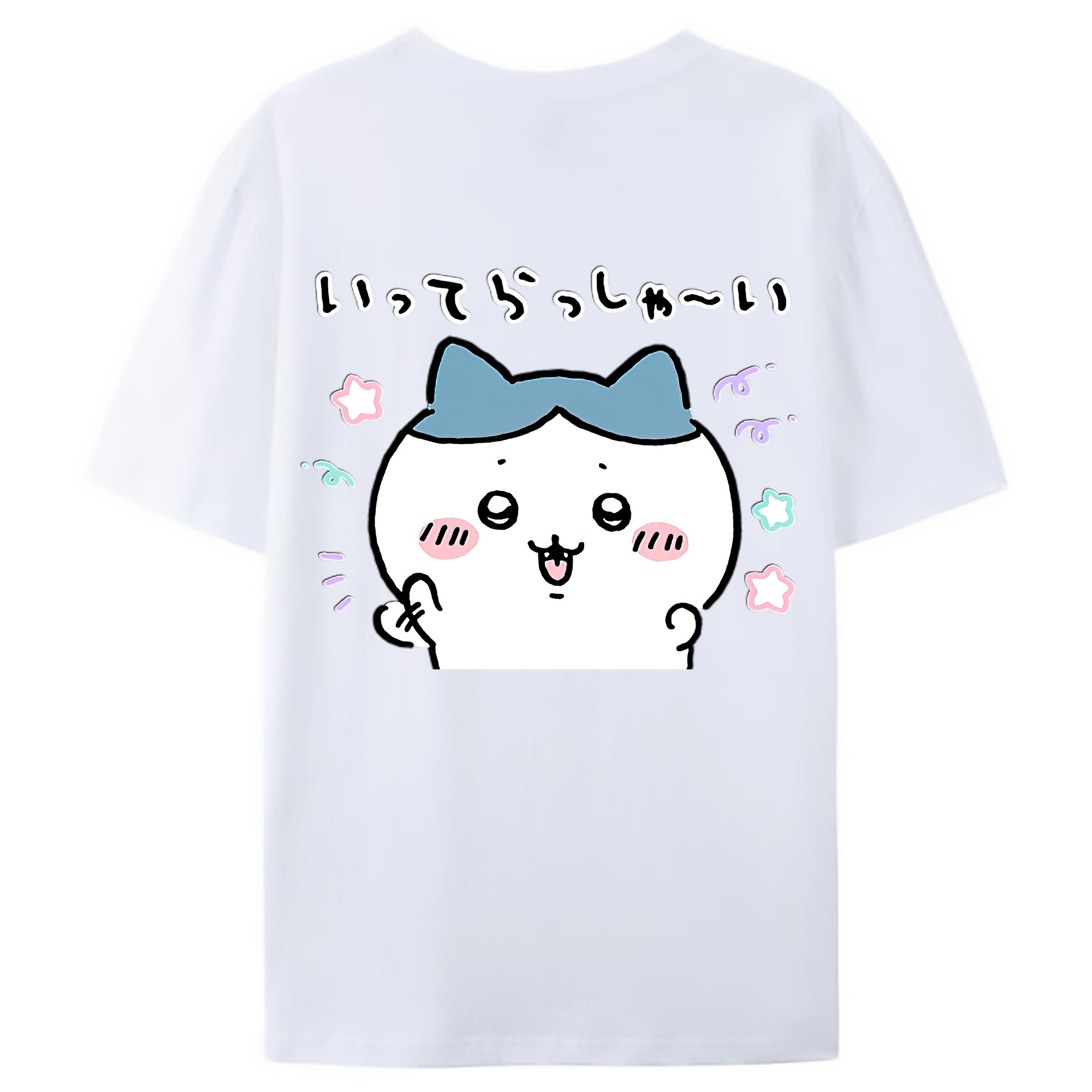 （画像用） ちいかわ ハチワレ Chii-kawa hachiware 綿100％ メンズ半袖Tシャツ（バックプリント） 通気性