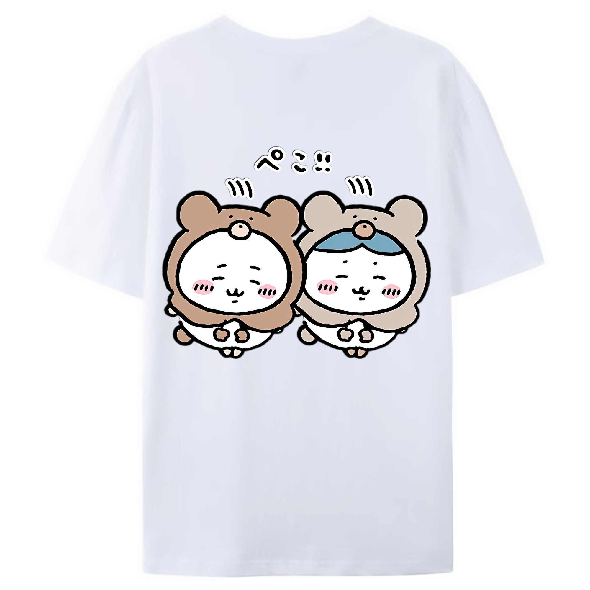 （画像用） ちいかわ ハチワレ Chii-kawa hachiware 綿100％ メンズ半袖Tシャツ（バックプリント） 通気性