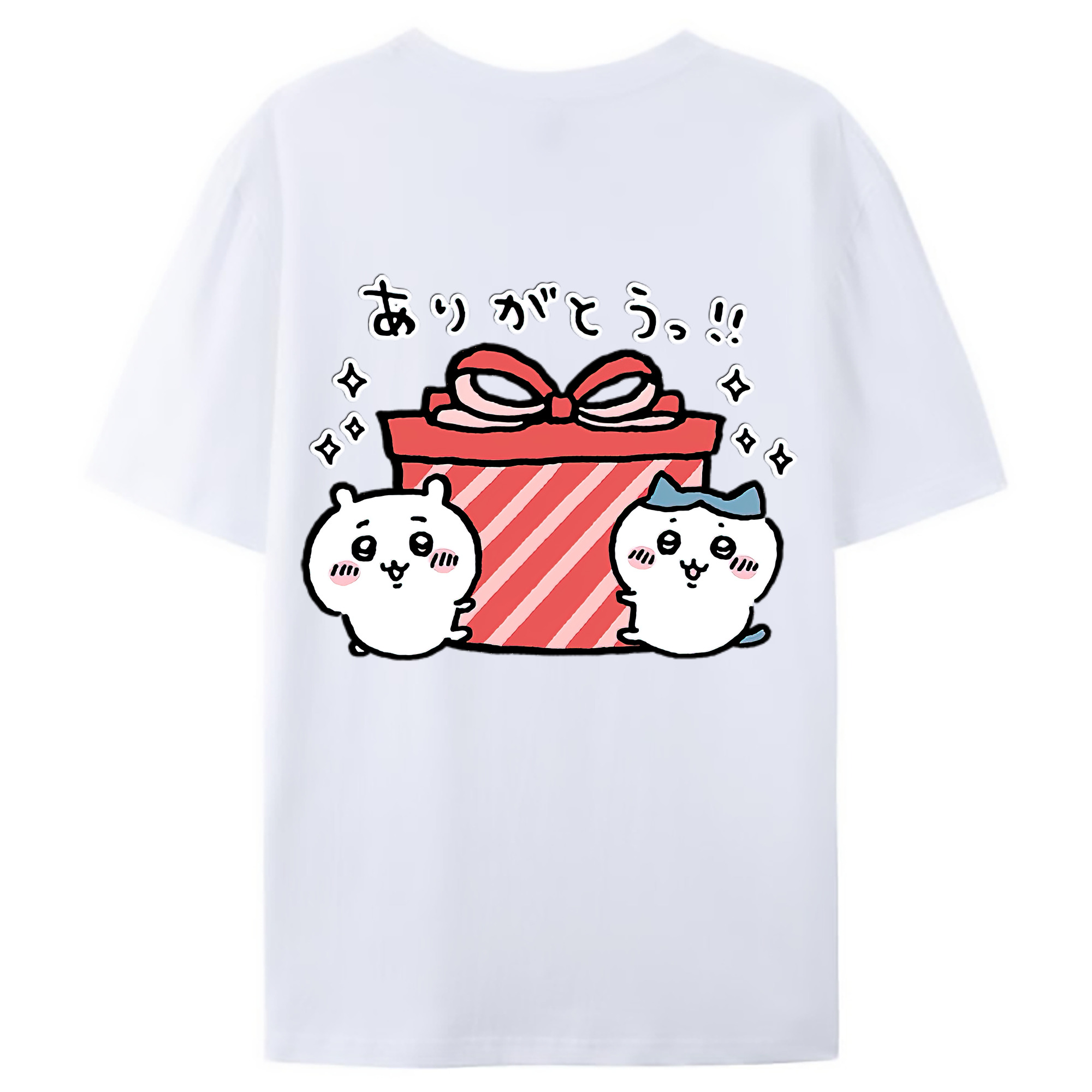 （画像用） ちいかわ ハチワレ Chii-kawa hachiware 綿100％ メンズ半袖Tシャツ（バックプリント） 通気性