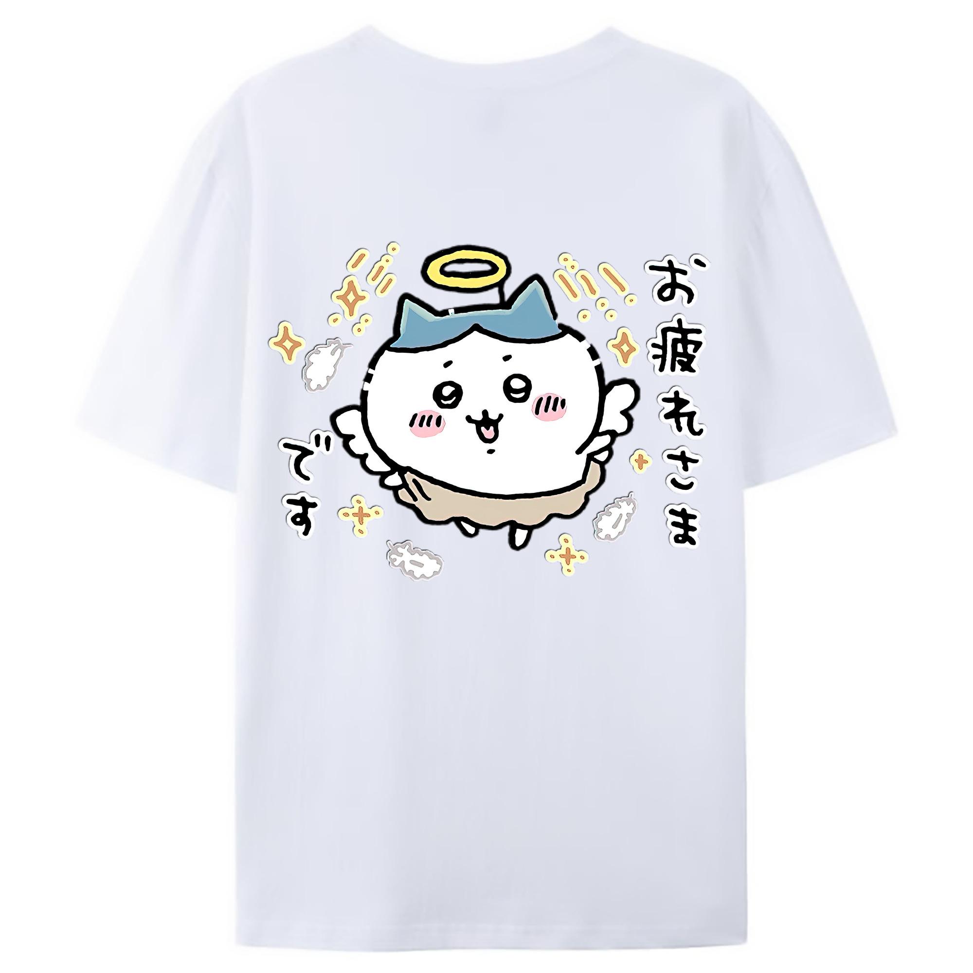 （画像用） ちいかわ ハチワレ Chii-kawa hachiware 綿100％ メンズ半袖Tシャツ（バックプリント） 通気性