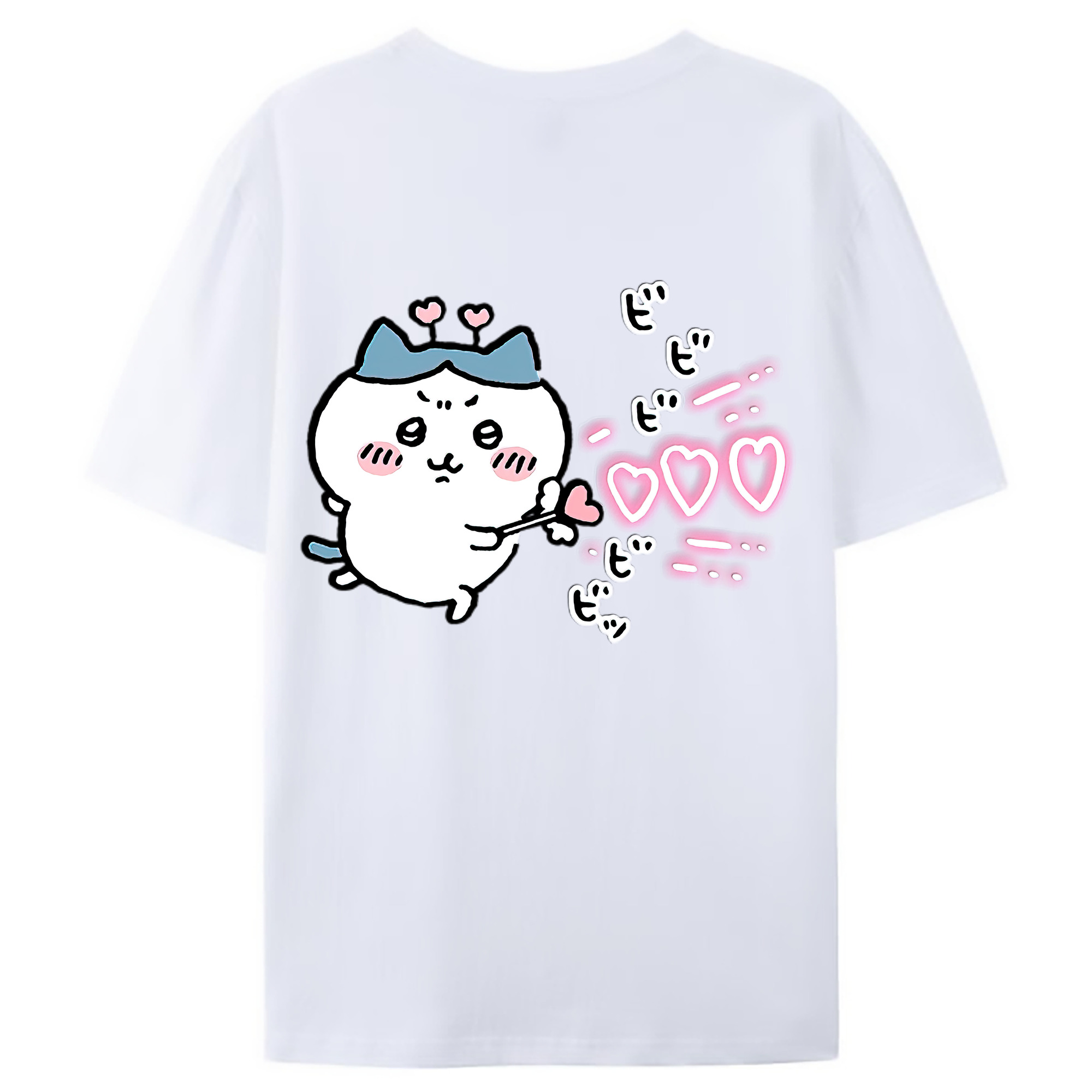 （画像用） ちいかわ ハチワレ Chii-kawa hachiware 綿100％ メンズ半袖Tシャツ（バックプリント） 通気性