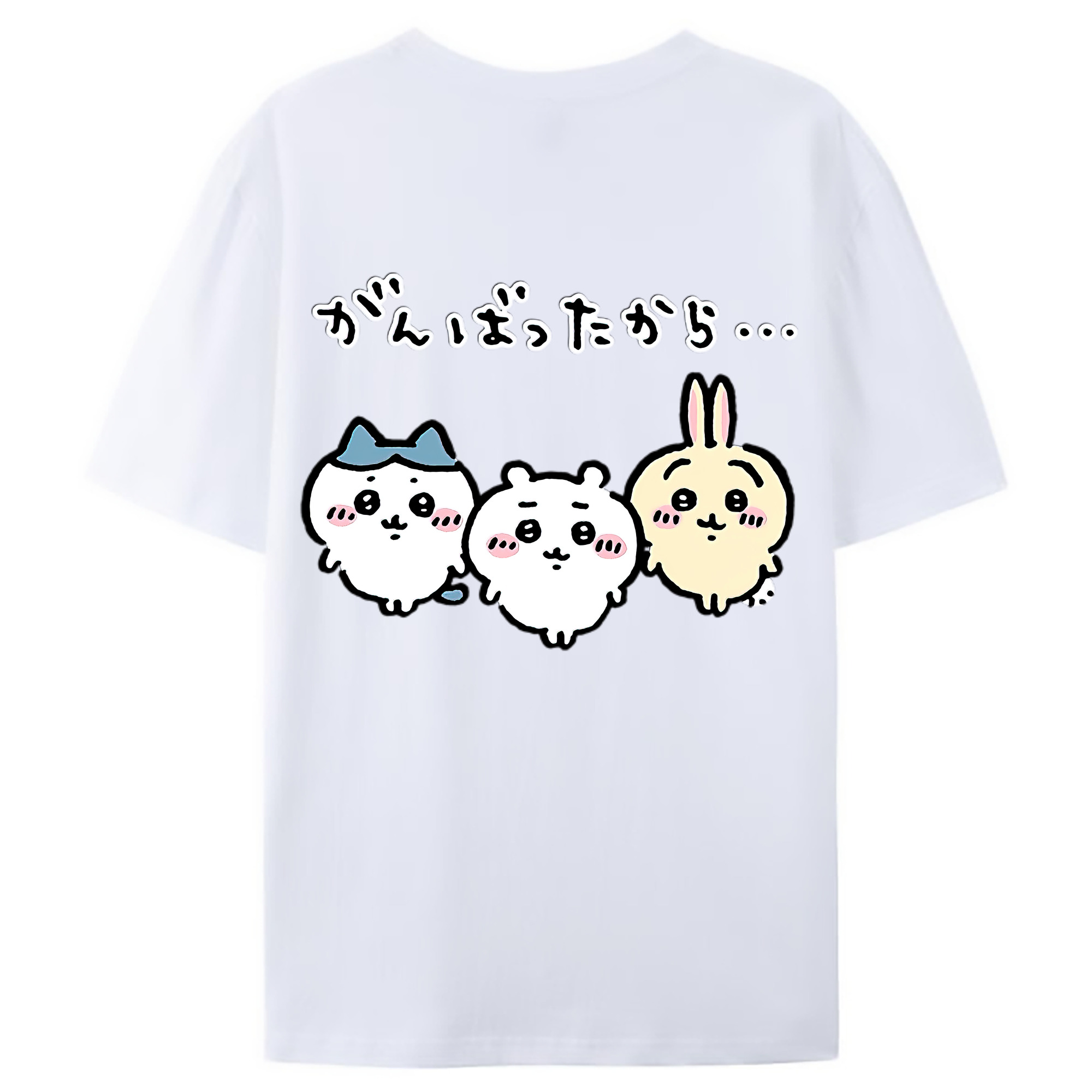 （画像用） ちいかわ ハチワレ Chii-kawa hachiware 綿100％ メンズ半袖Tシャツ（バックプリント） 通気性