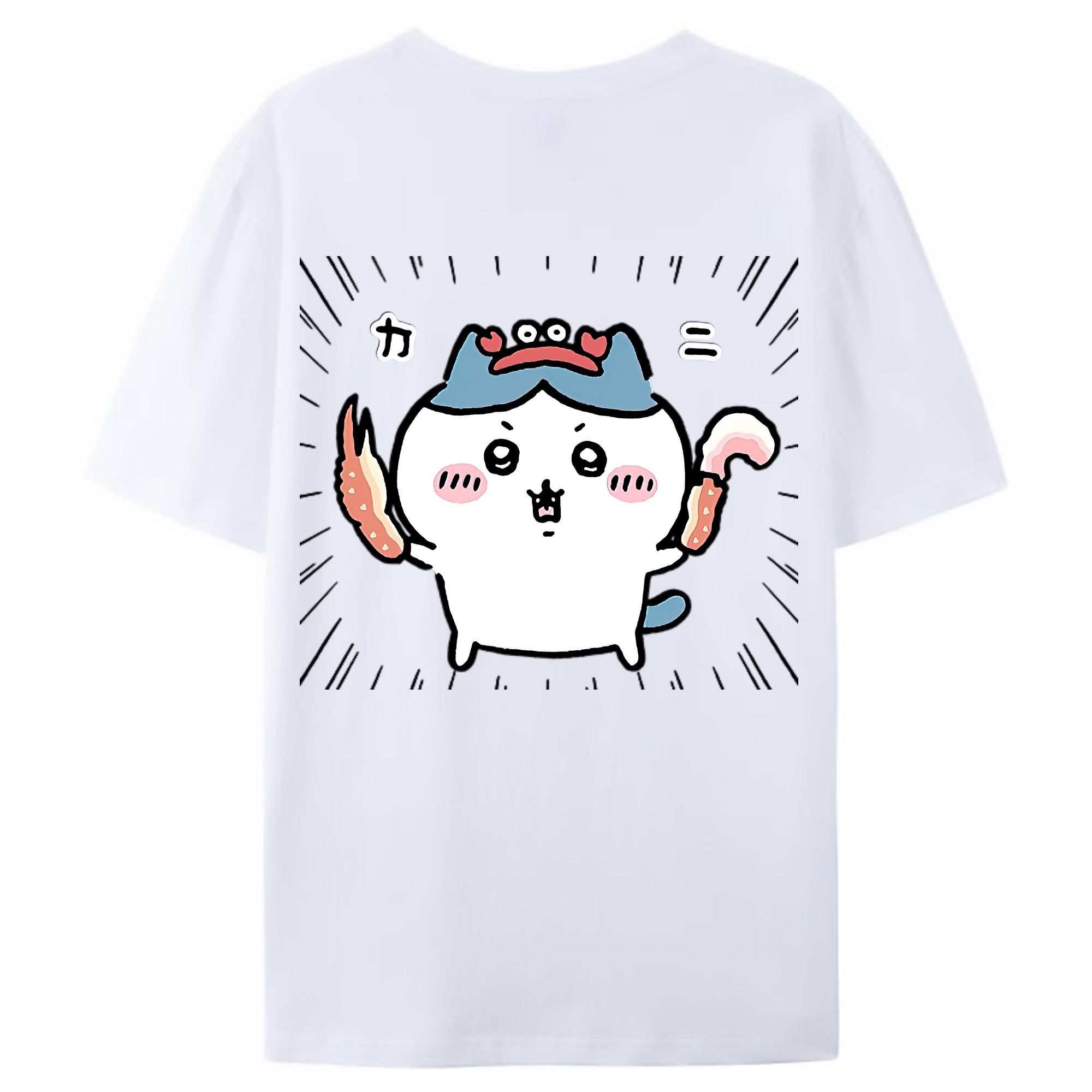 （画像用） ちいかわ ハチワレ Chii-kawa hachiware 綿100％ メンズ半袖Tシャツ（バックプリント） 通気性