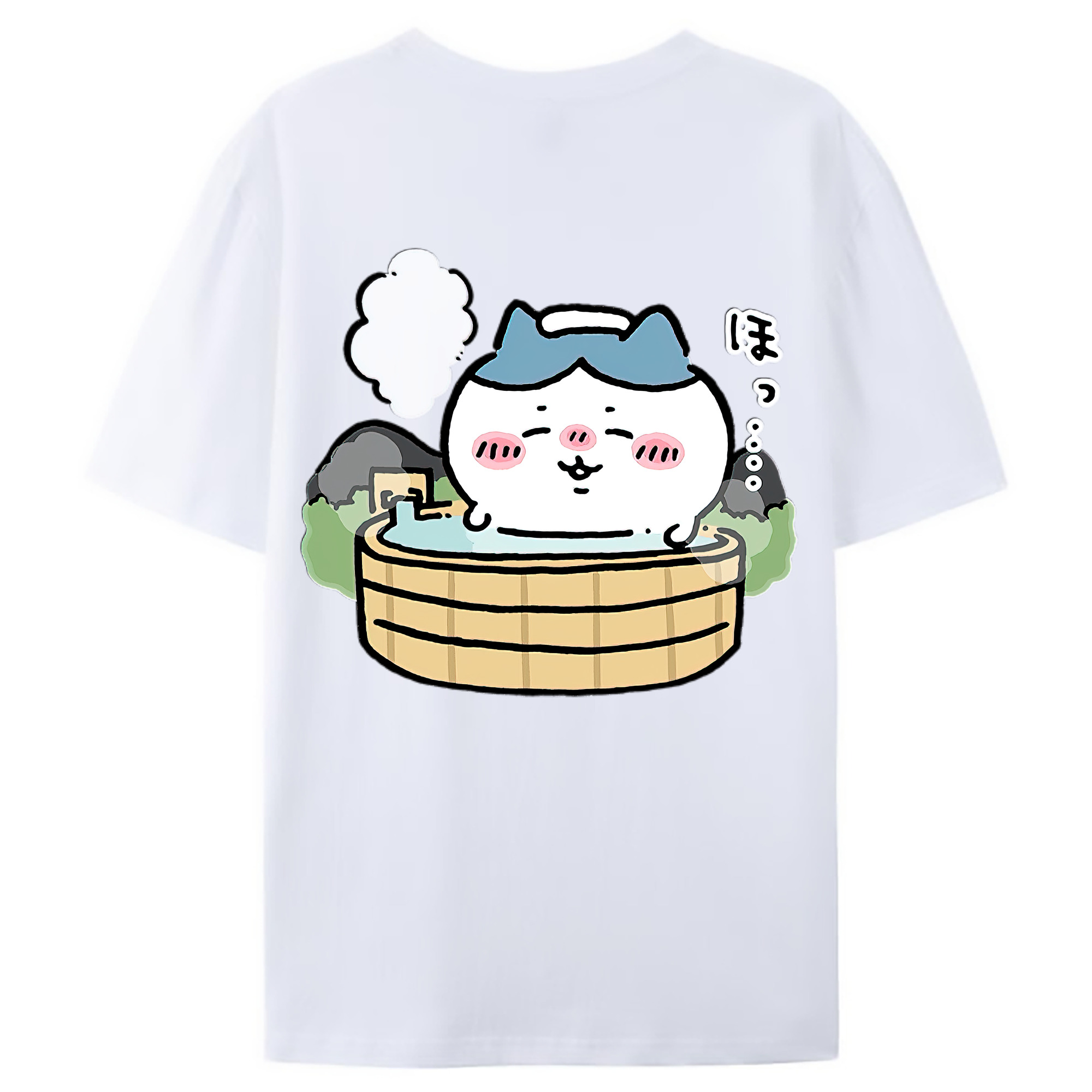 （画像用） ちいかわ ハチワレ Chii-kawa hachiware 綿100％ メンズ半袖Tシャツ（バックプリント） 通気性