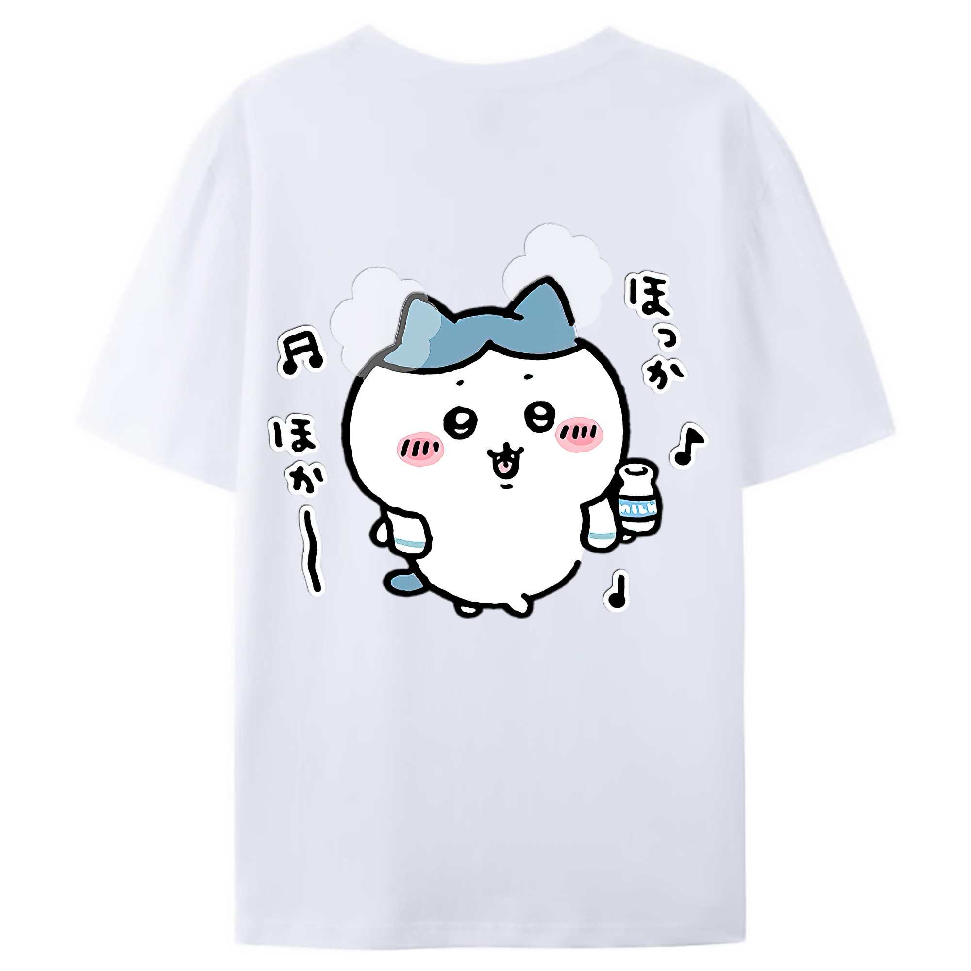 （画像用） ちいかわ ハチワレ Chii-kawa hachiware 綿100％ メンズ半袖Tシャツ（バックプリント） 通気性