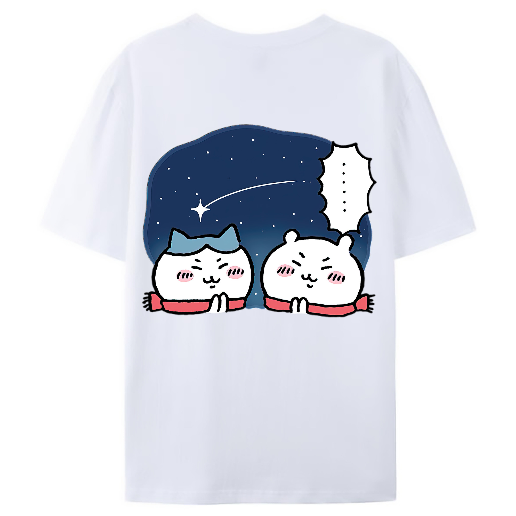 （画像用） ちいかわ ハチワレ Chii-kawa hachiware 綿100％ メンズ半袖Tシャツ（バックプリント） 通気性
