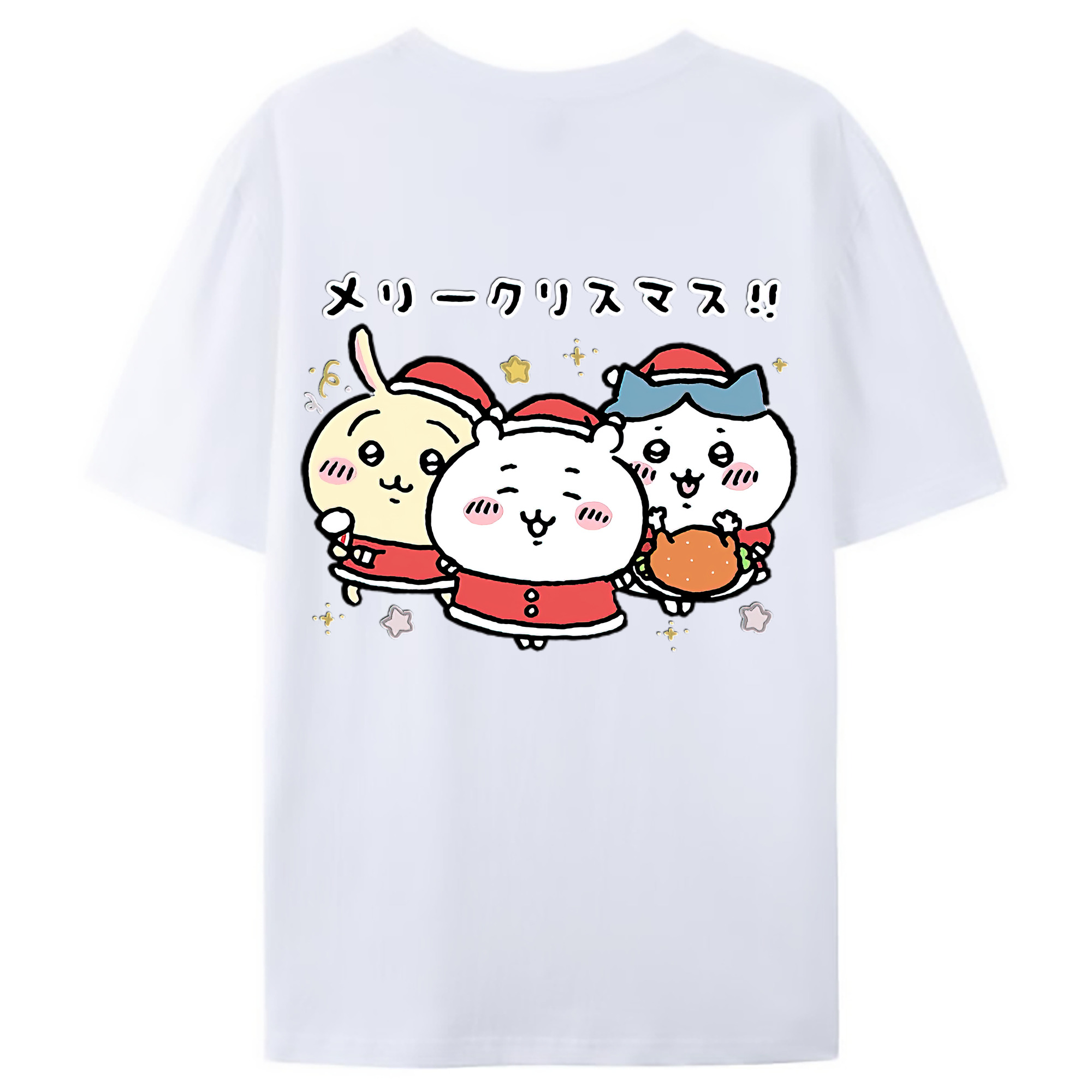 （画像用） ちいかわ ハチワレ Chii-kawa hachiware 綿100％ メンズ半袖Tシャツ（バックプリント） 通気性
