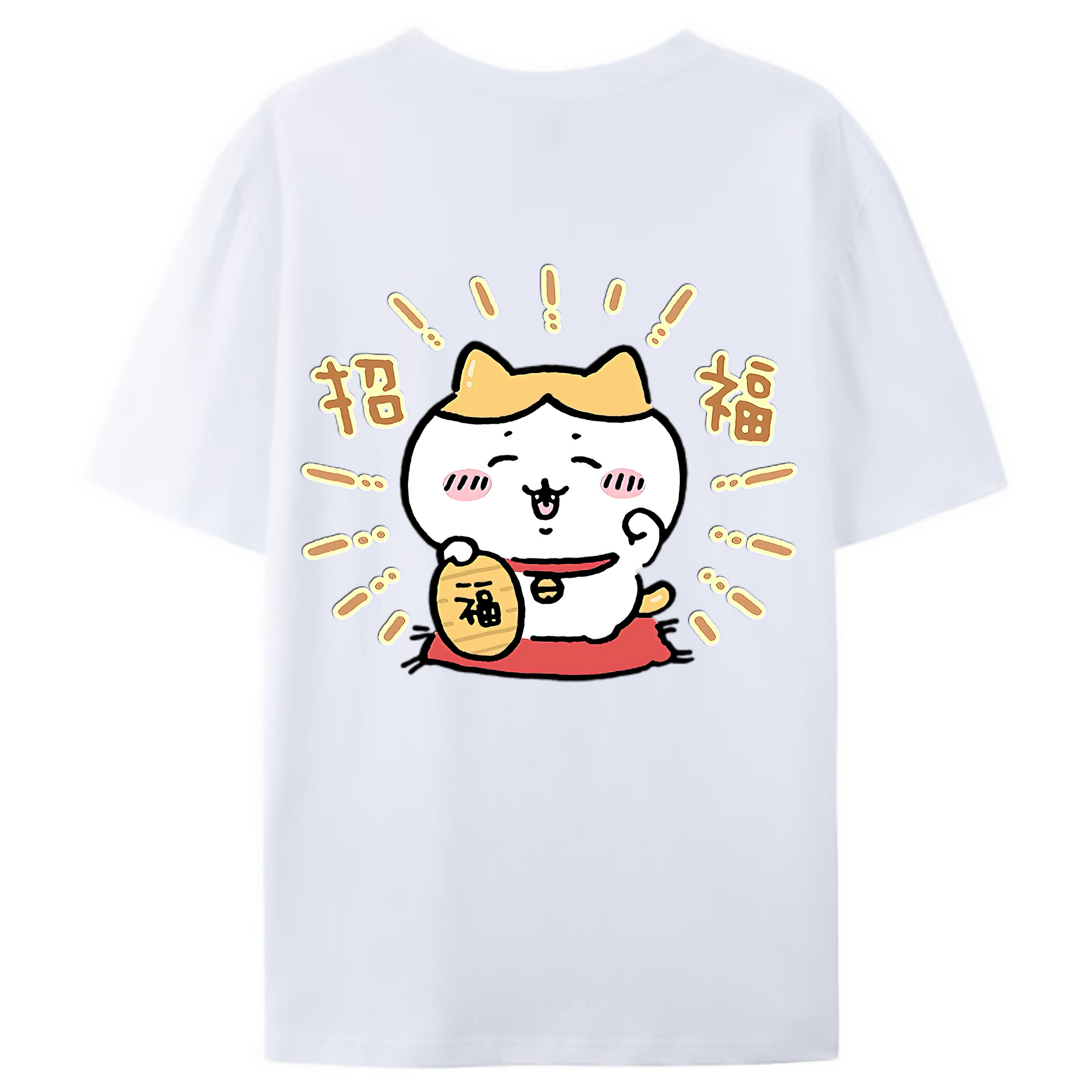 （画像用） ちいかわ ハチワレ Chii-kawa hachiware 綿100％ メンズ半袖Tシャツ（バックプリント） 通気性