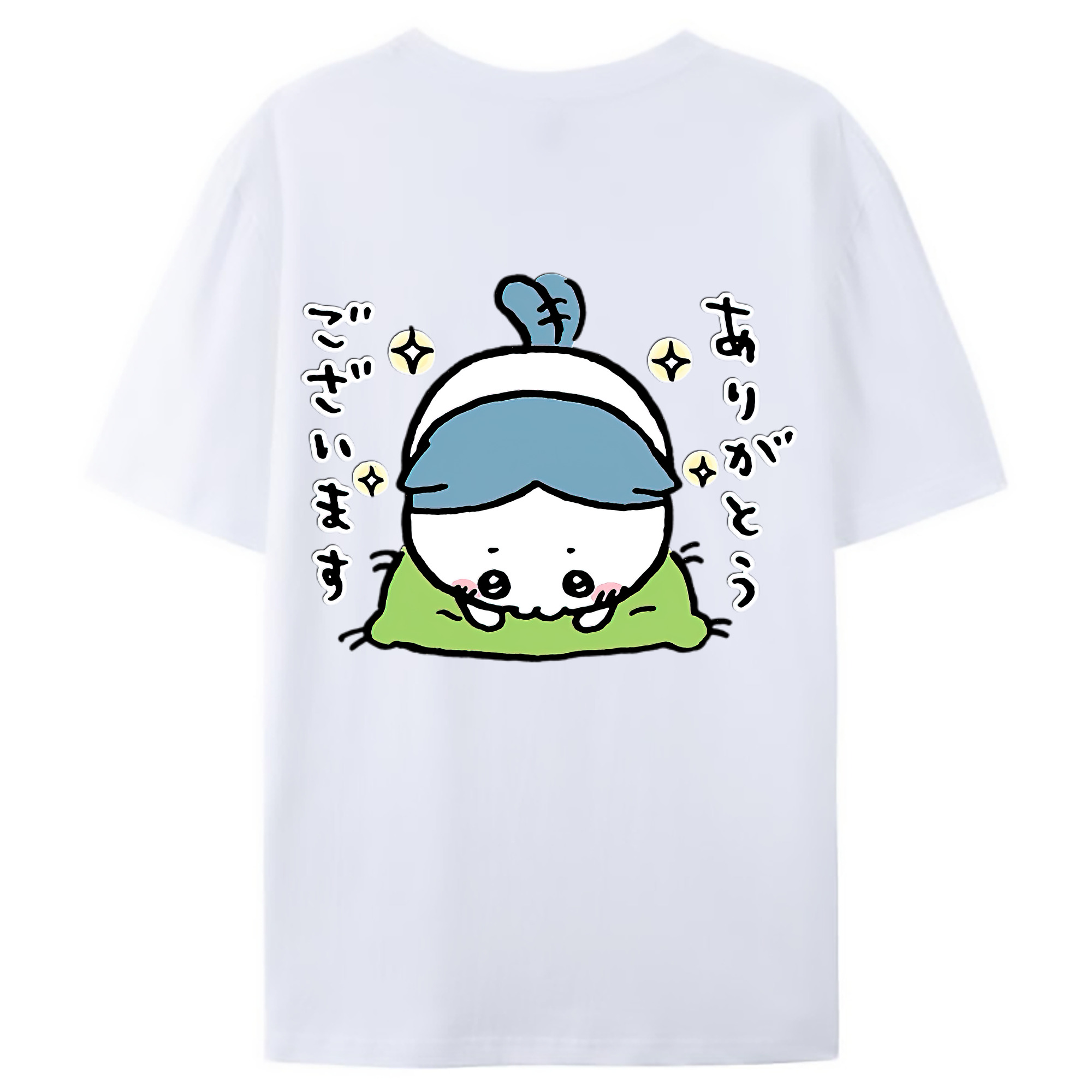 （画像用） ちいかわ ハチワレ Chii-kawa hachiware 綿100％ メンズ半袖Tシャツ（バックプリント） 通気性