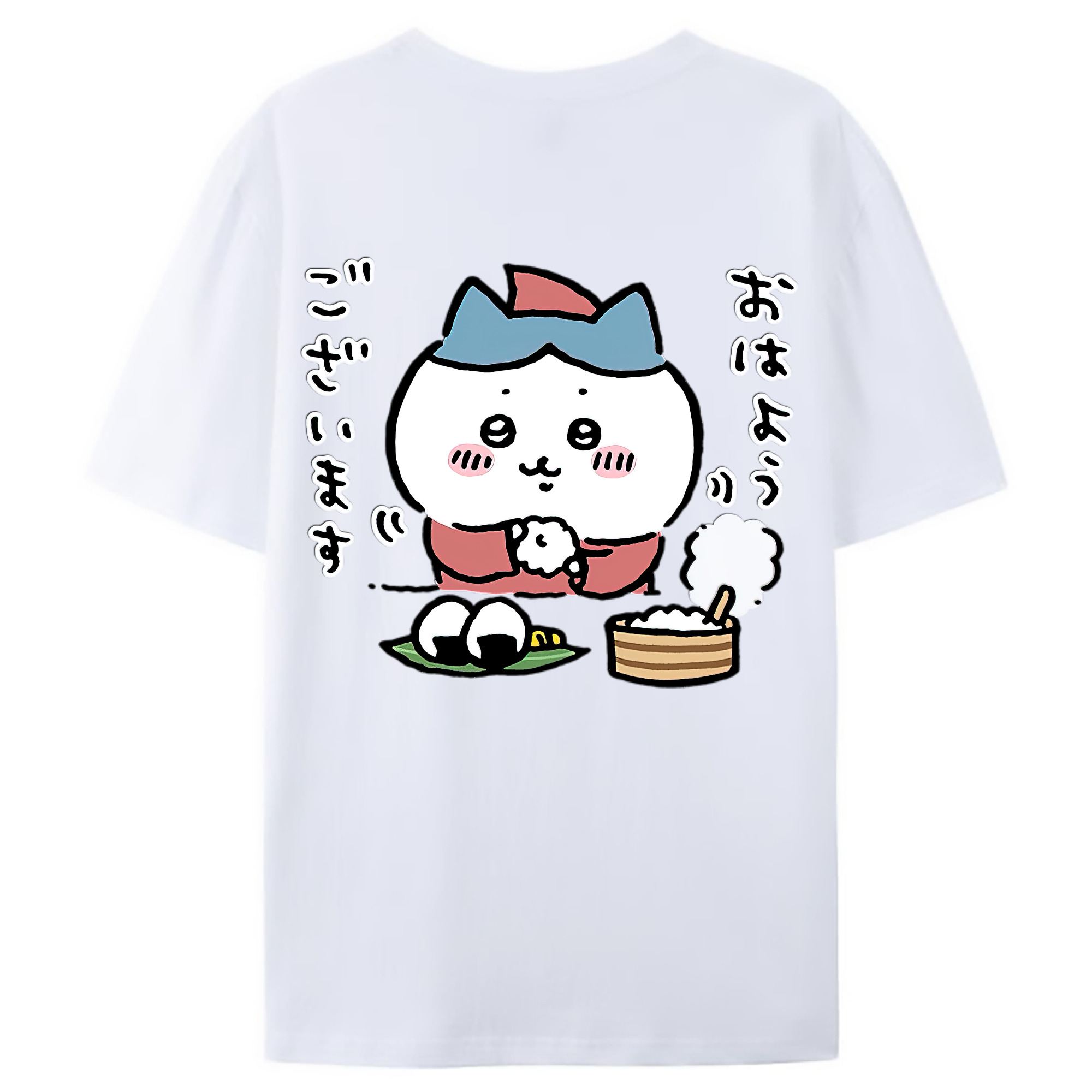 （画像用） ちいかわ ハチワレ Chii-kawa hachiware 綿100％ メンズ半袖Tシャツ（バックプリント） 通気性