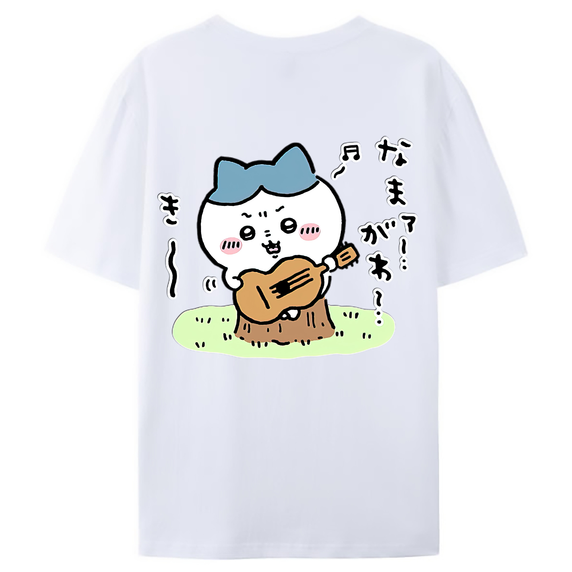 （画像用） ちいかわ ハチワレ Chii-kawa hachiware 綿100％ メンズ半袖Tシャツ（バックプリント） 通気性