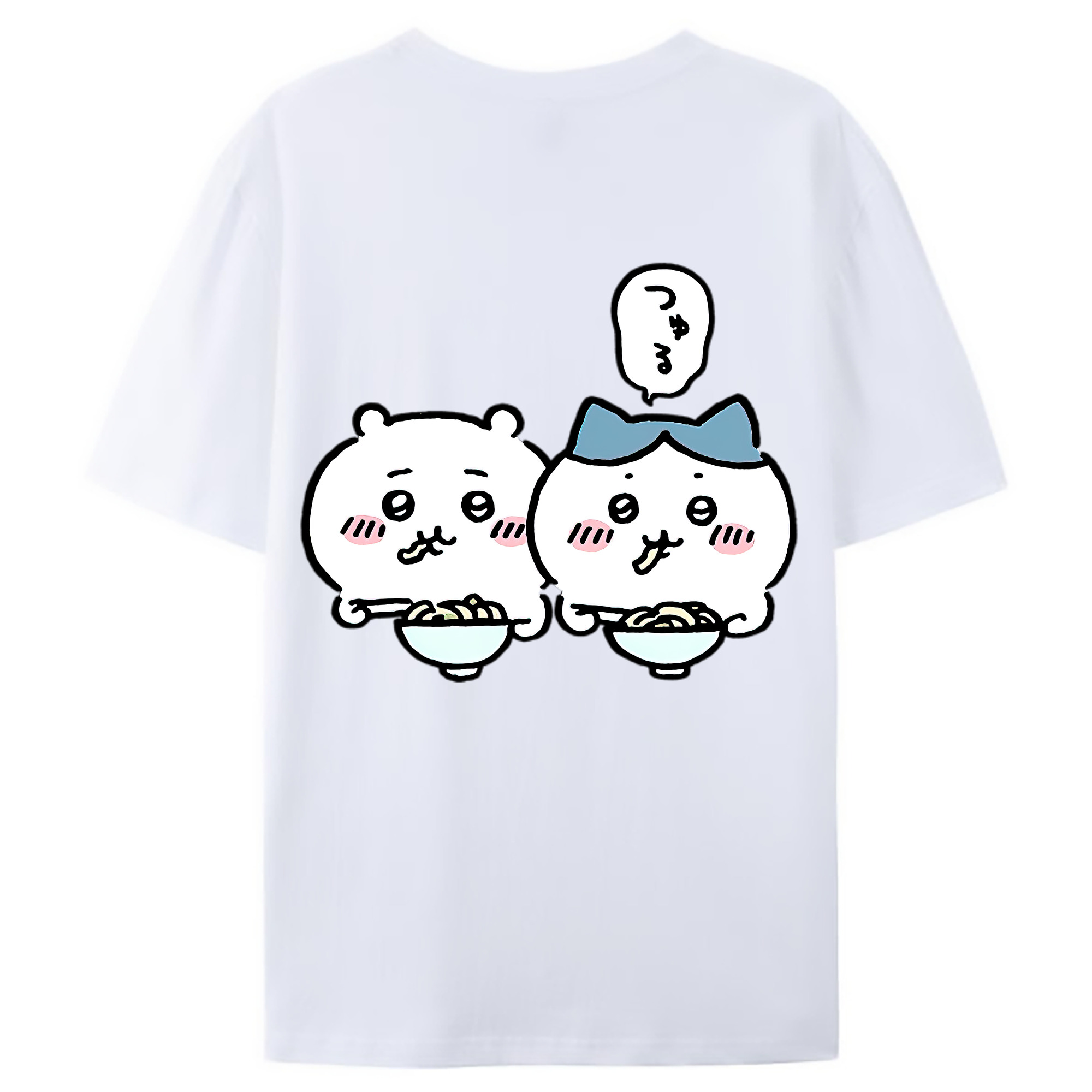 （画像用） ちいかわ ハチワレ Chii-kawa hachiware 綿100％ メンズ半袖Tシャツ（バックプリント） 通気性