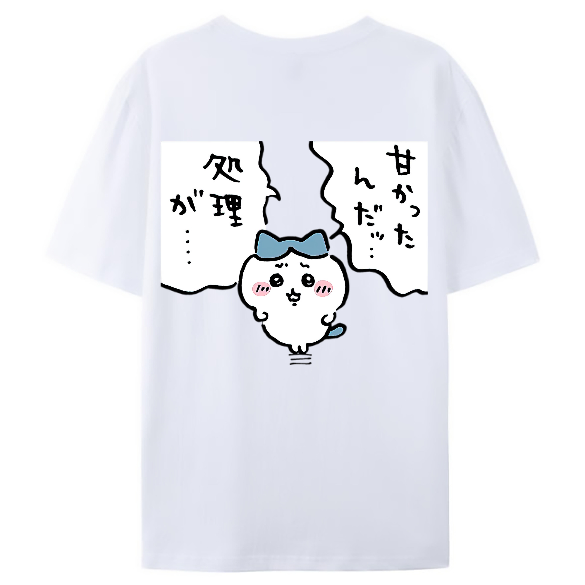 （画像用） ちいかわ ハチワレ Chii-kawa hachiware 綿100％ メンズ半袖Tシャツ（バックプリント） 通気性