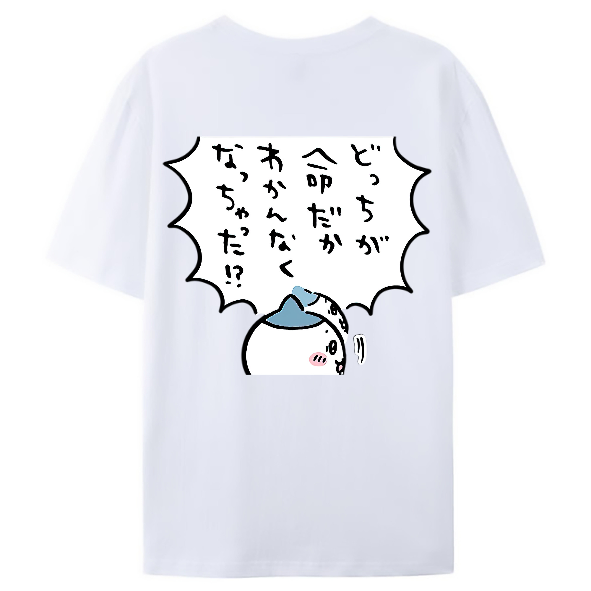 （画像用） ちいかわ ハチワレ Chii-kawa hachiware 綿100％ メンズ半袖Tシャツ（バックプリント） 通気性
