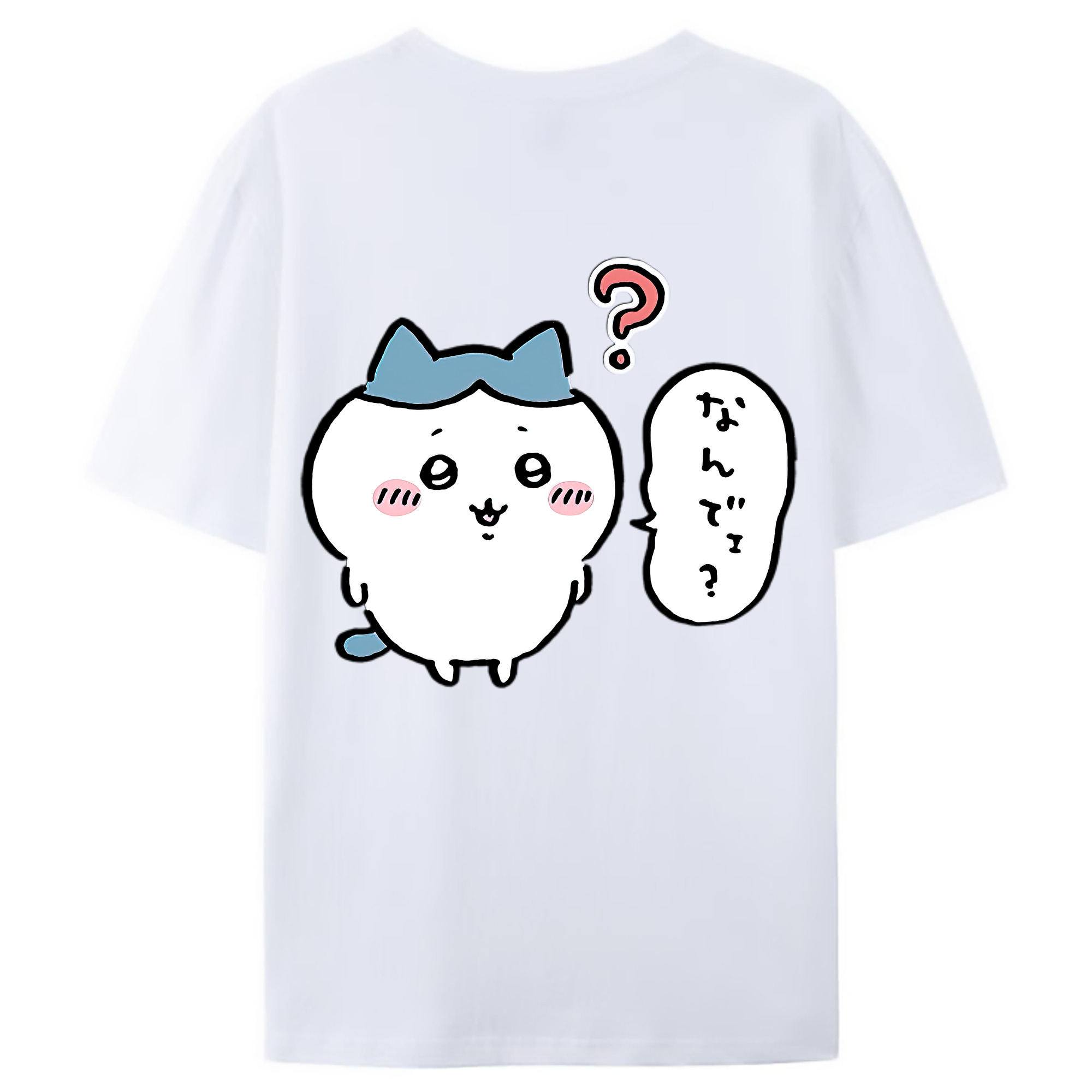 （画像用） ちいかわ ハチワレ Chii-kawa hachiware 綿100％ メンズ半袖Tシャツ（バックプリント） 通気性