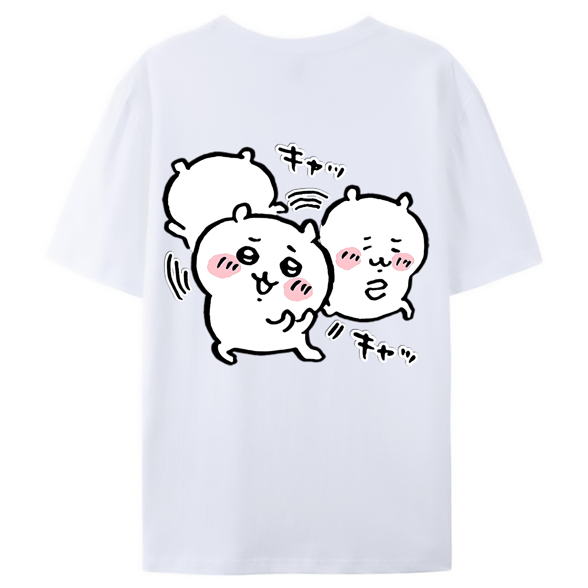 （画像用） ちいかわ ちいかわ Chii-kawa chiikawa 綿100％ メンズ半袖Tシャツ（バックプリント） 通気性