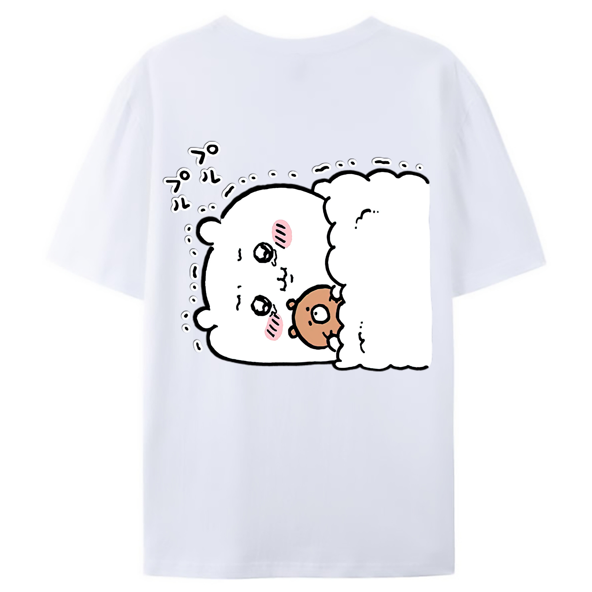 （画像用） ちいかわ ちいかわ Chii-kawa chiikawa 綿100％ メンズ半袖Tシャツ（バックプリント） 通気性