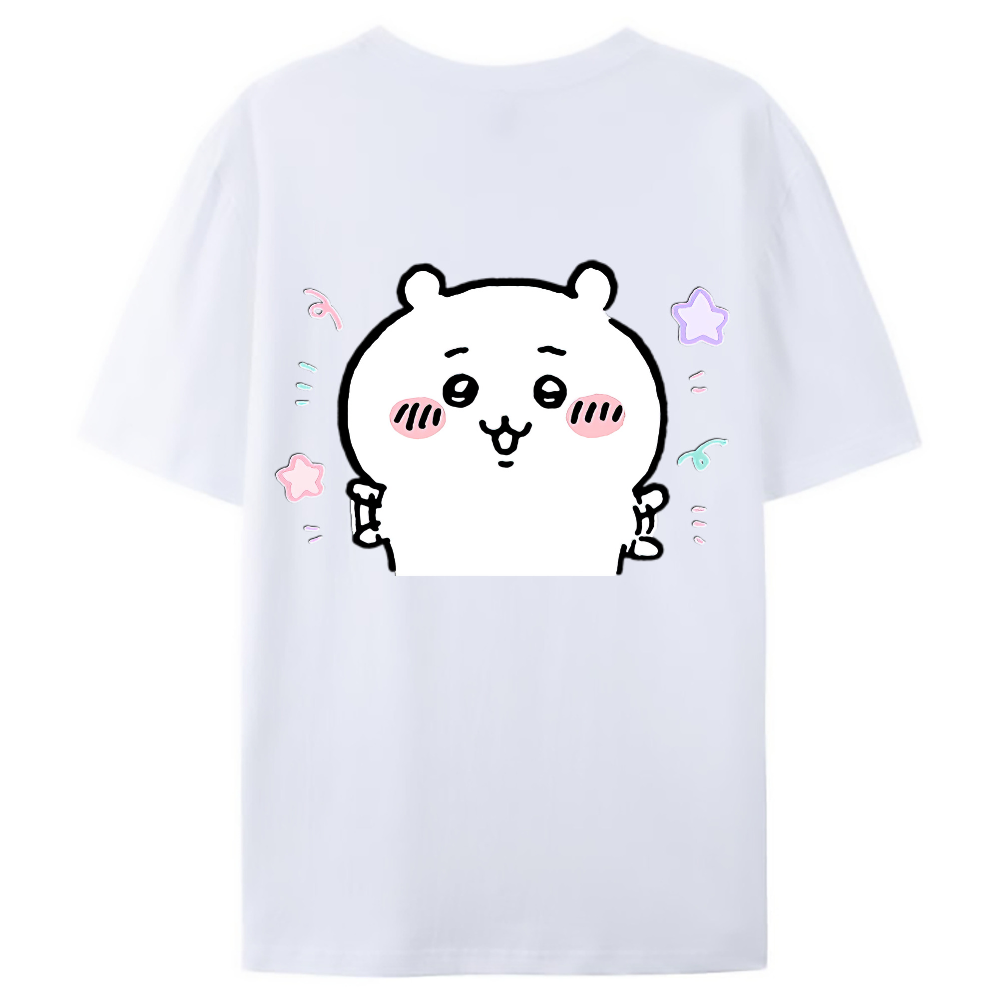 （画像用） ちいかわ ちいかわ Chii-kawa chiikawa 綿100％ メンズ半袖Tシャツ（バックプリント） 通気性